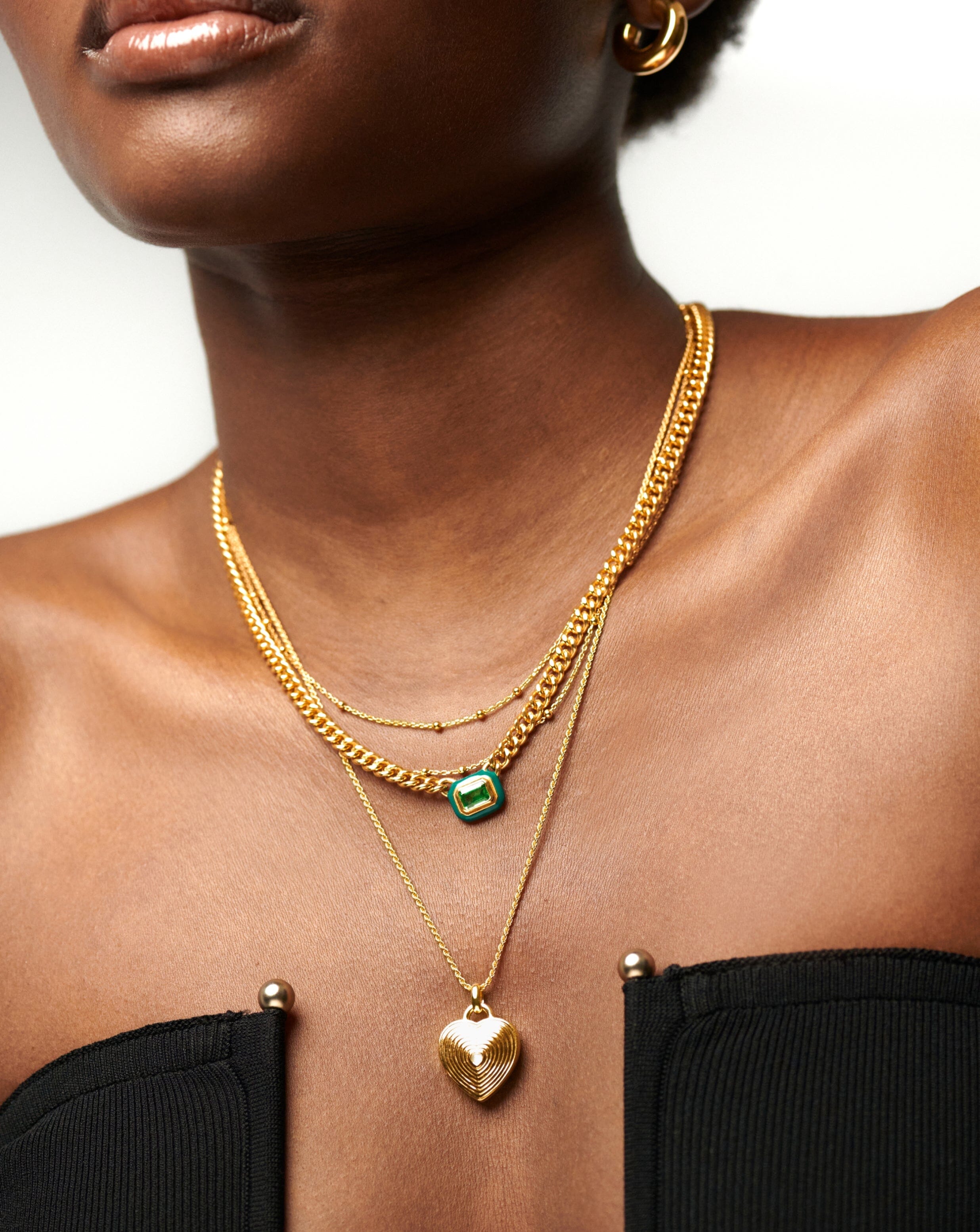 Engravable Heart Ridge Locket Pendant Necklace | 18ct Gold Plated  Vermeil/Rainbow Moonstone