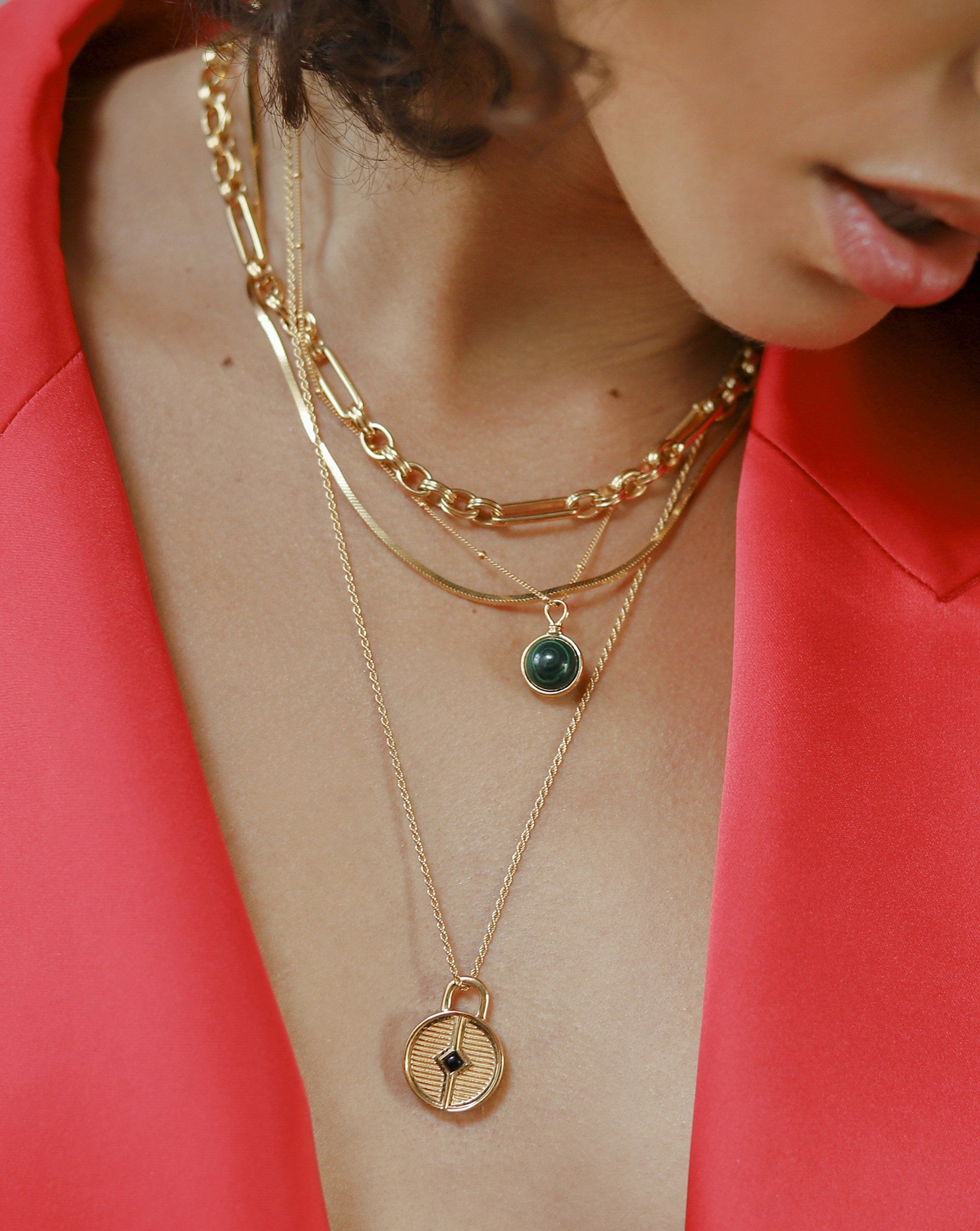 Engravable Round Ridge Locket Necklace | 18ct Gold Plated/Black Onyx Necklaces Missoma 