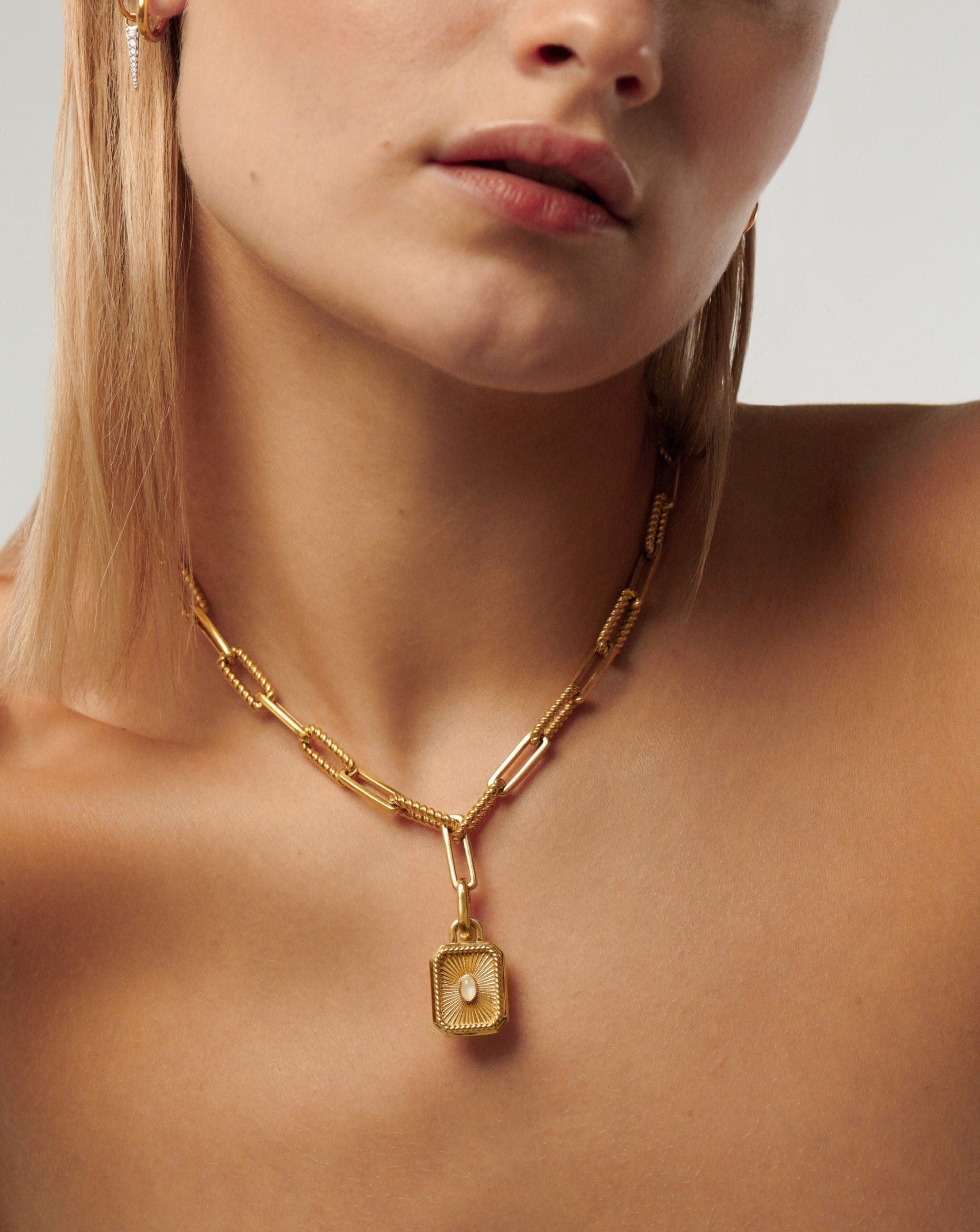 Missoma Ridge Padlock Chain Necklace 18ct Gold Plated