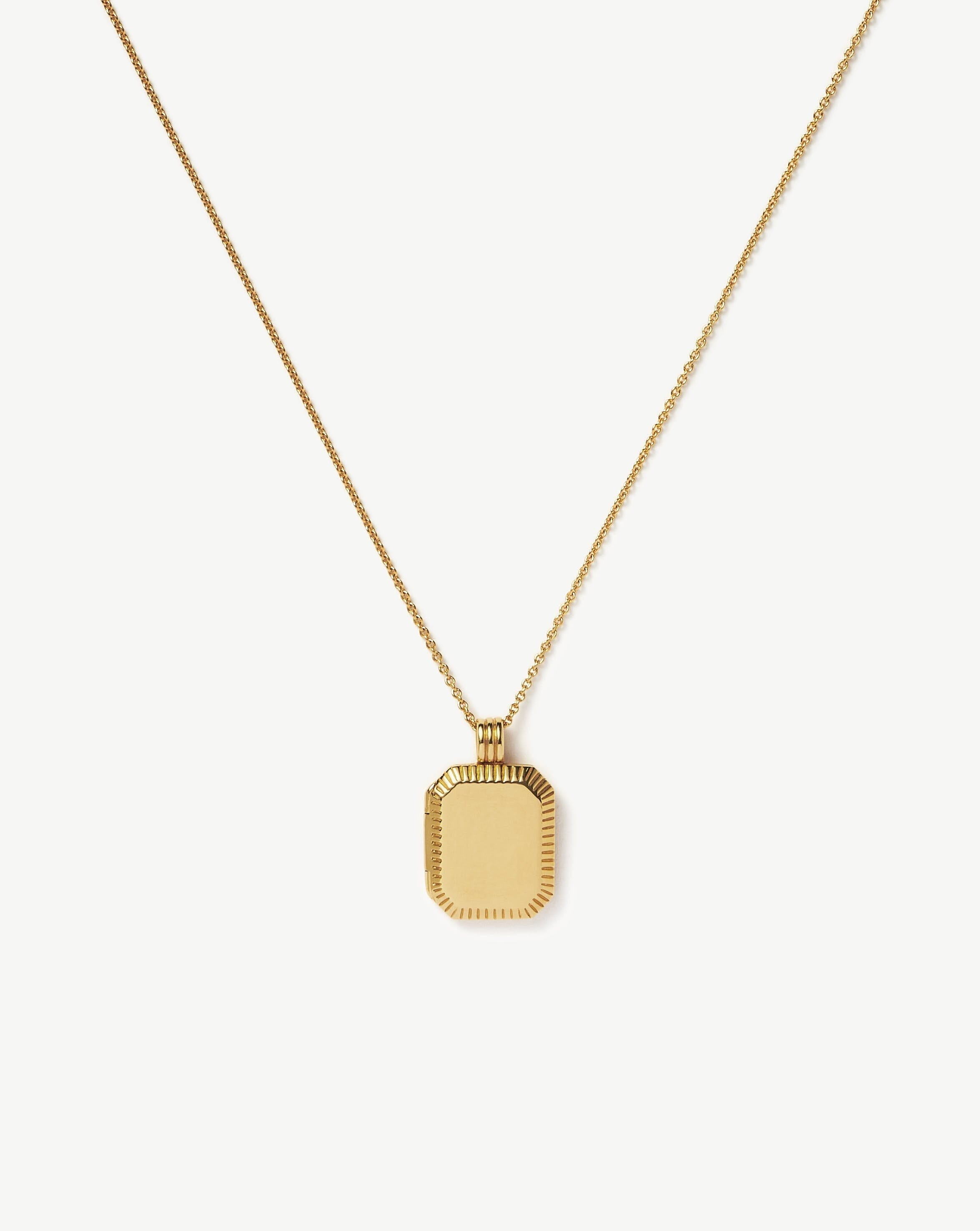 Engravable Square Ridge Locket Pendant Necklace Necklaces Missoma 18ct Gold Plated Vermeil 