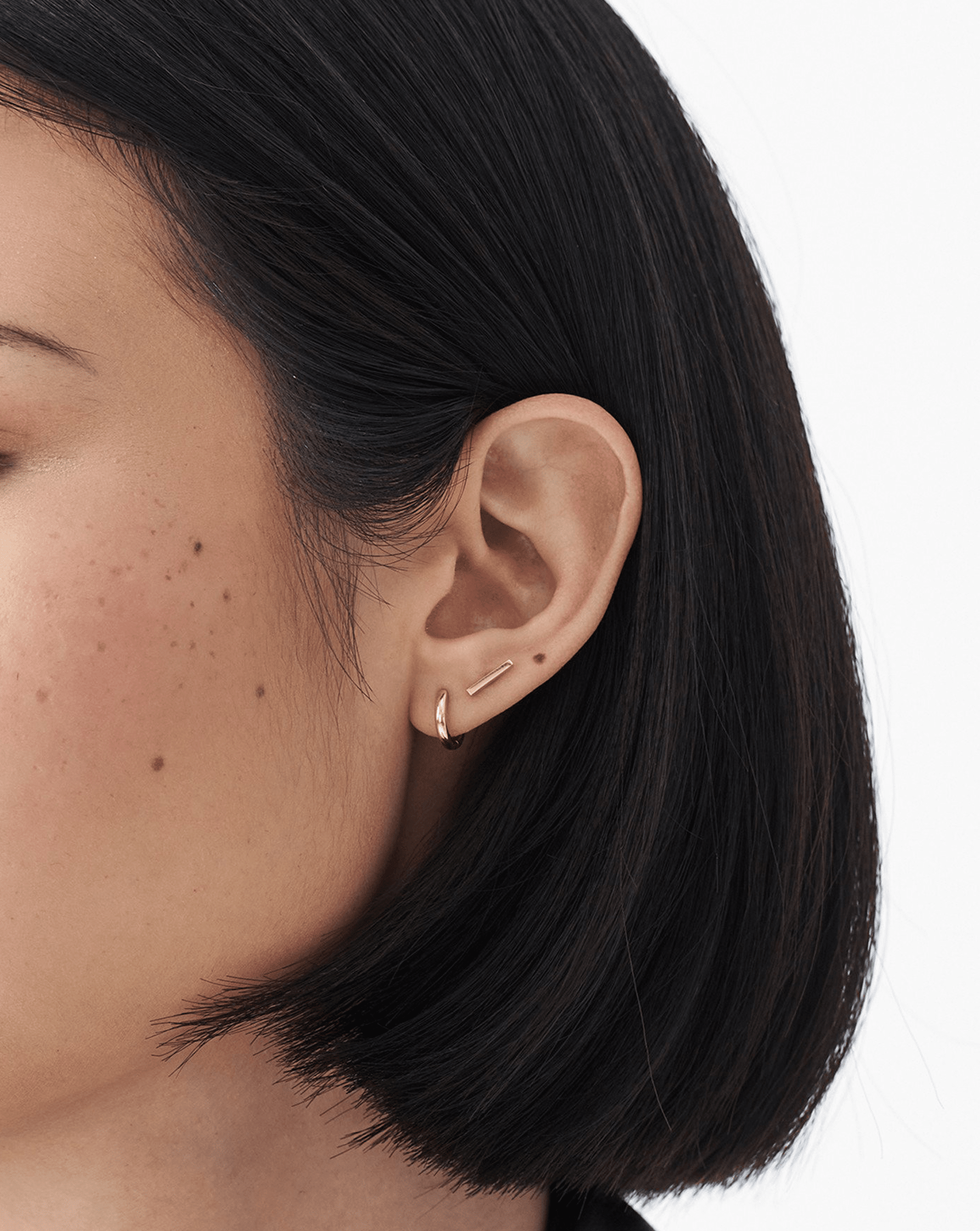 Fine Bar Single Stud Earring | 14k Solid Gold