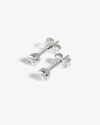 Fine Classic Solitaire Diamond Stud Earrings | 14k White Gold Earrings Missoma 