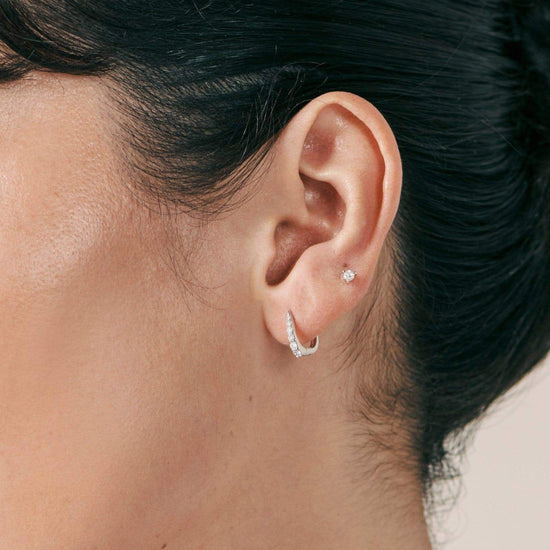 Fine Claw Huggies | 14k White Gold/Diamond Earrings Missoma 