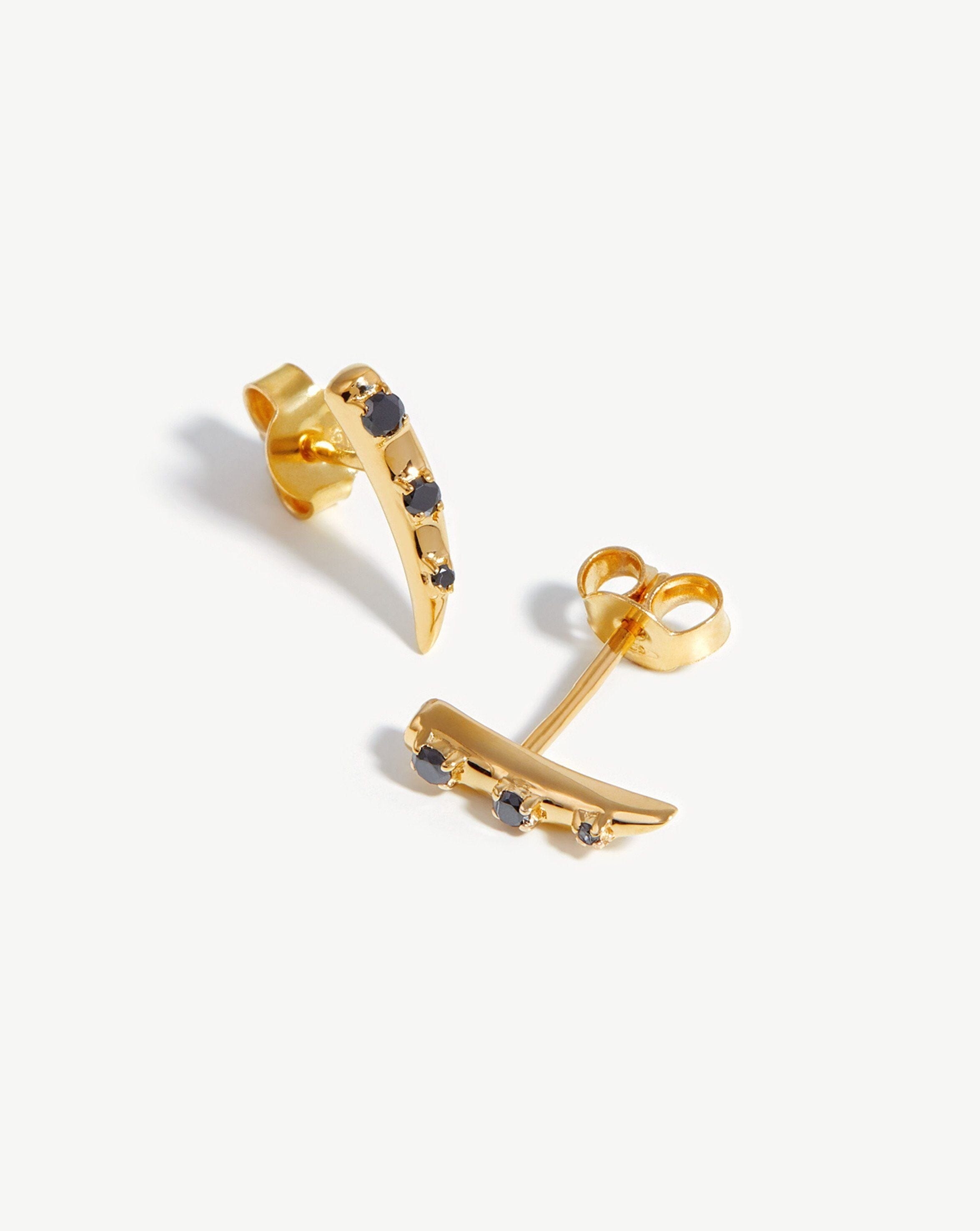 Fine Diamond Claw Stud Earrings | 14k Solid Gold/Black Diamond Earrings Missoma 