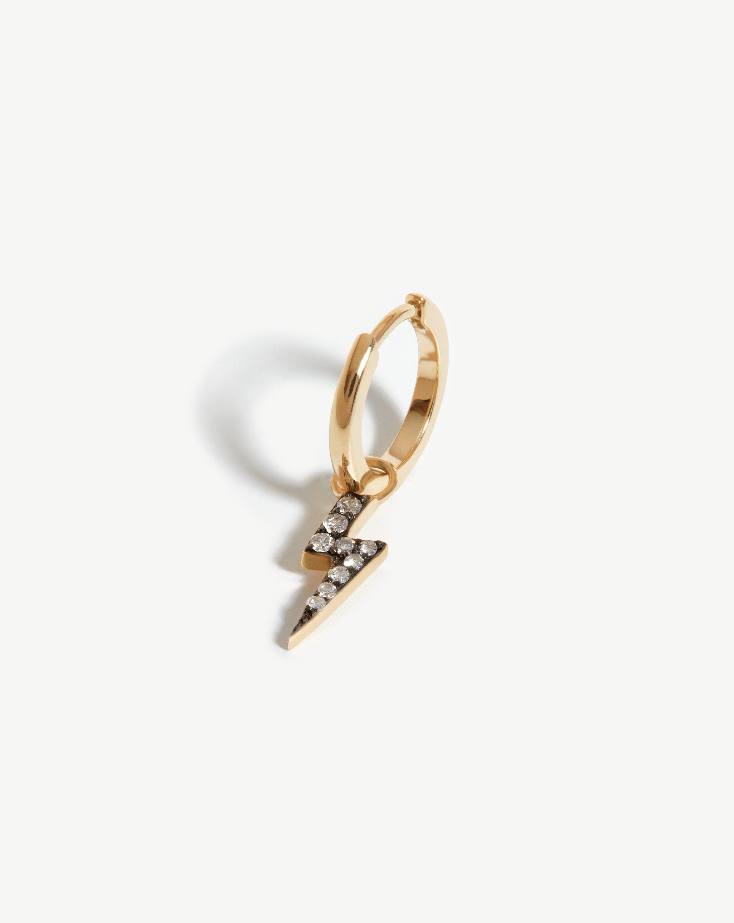 Fine Diamond Single Lightning Charm Hoop Earring | 14ct Solid Gold/Diamond Earrings Missoma 