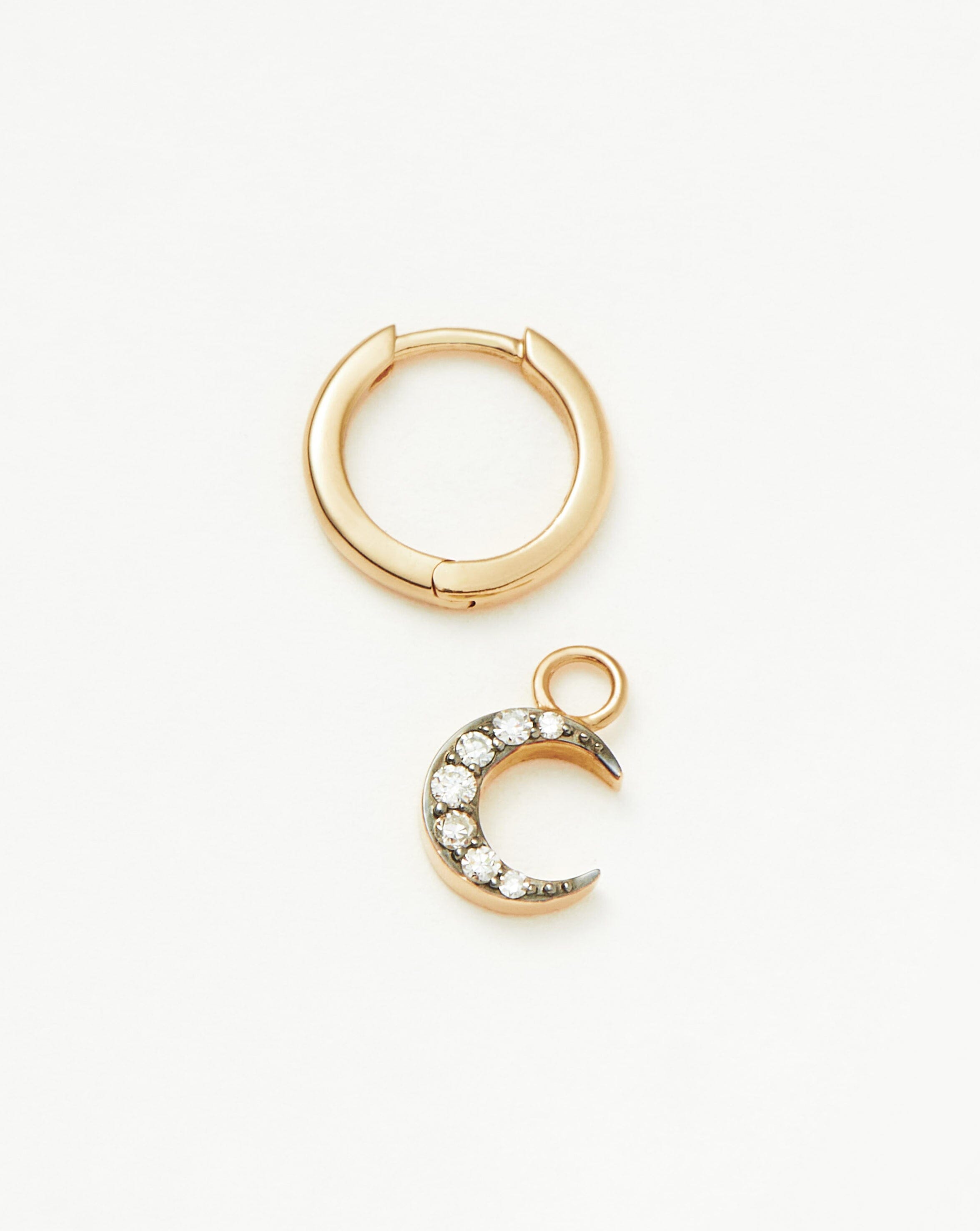Fine Diamond Single Moon Charm Hoop Earring | 14k Solid Gold/Diamond Earrings Missoma 