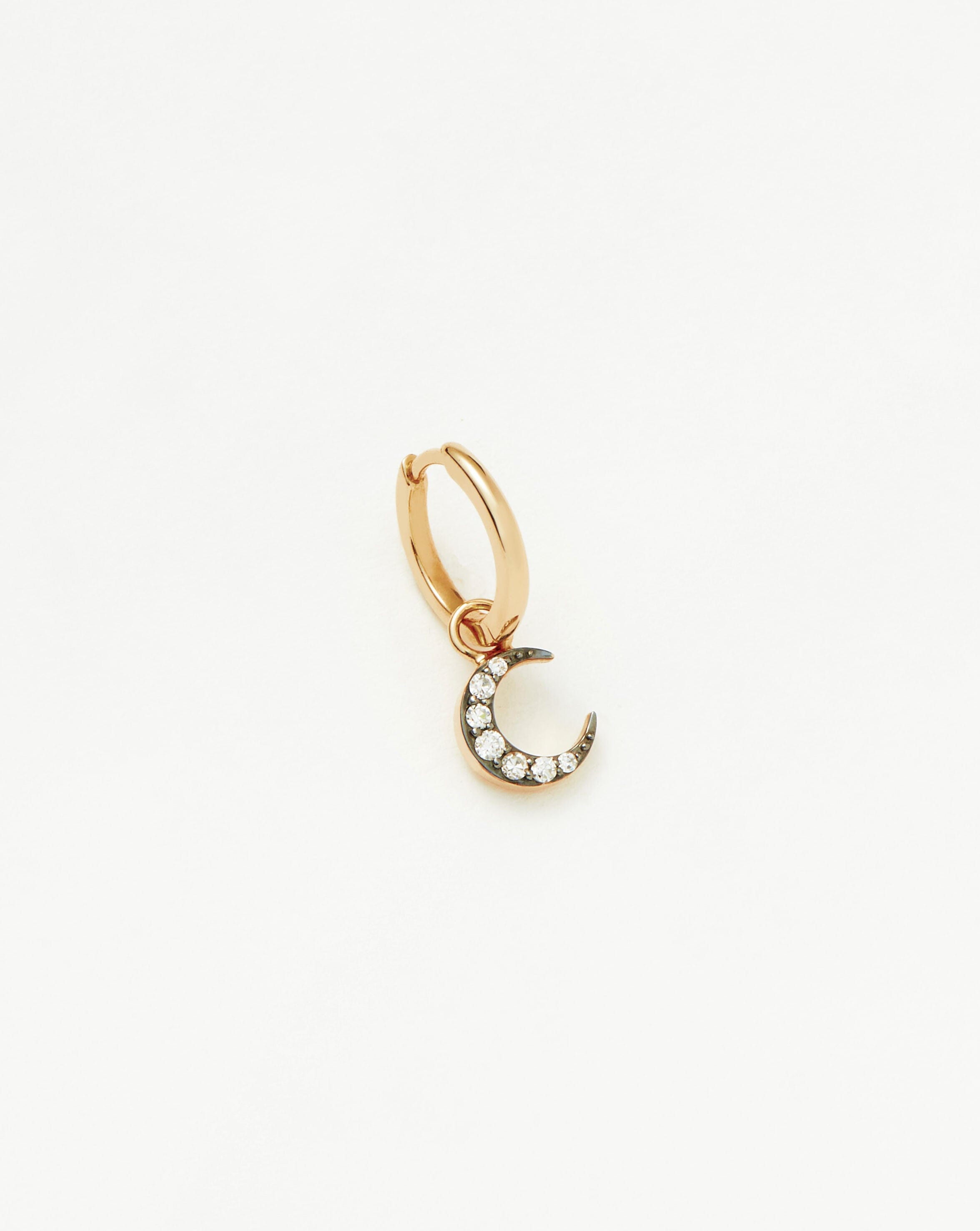 Fine Diamond Single Moon Charm Hoop Earring | 14k Solid Gold/Diamond Earrings Missoma 