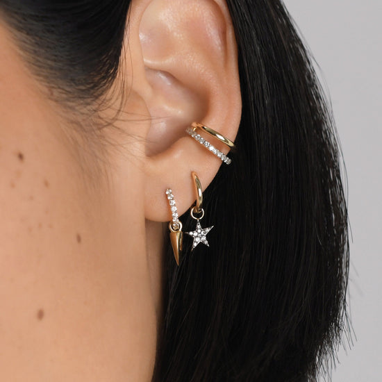 Fine Diamond Single Star Charm Hoop Earring | 14ct Solid Gold/Diamond Earrings Missoma 