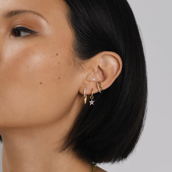 Fine Diamond Single Star Charm Hoop Earring | 14ct Solid Gold/Diamond Earrings Missoma 