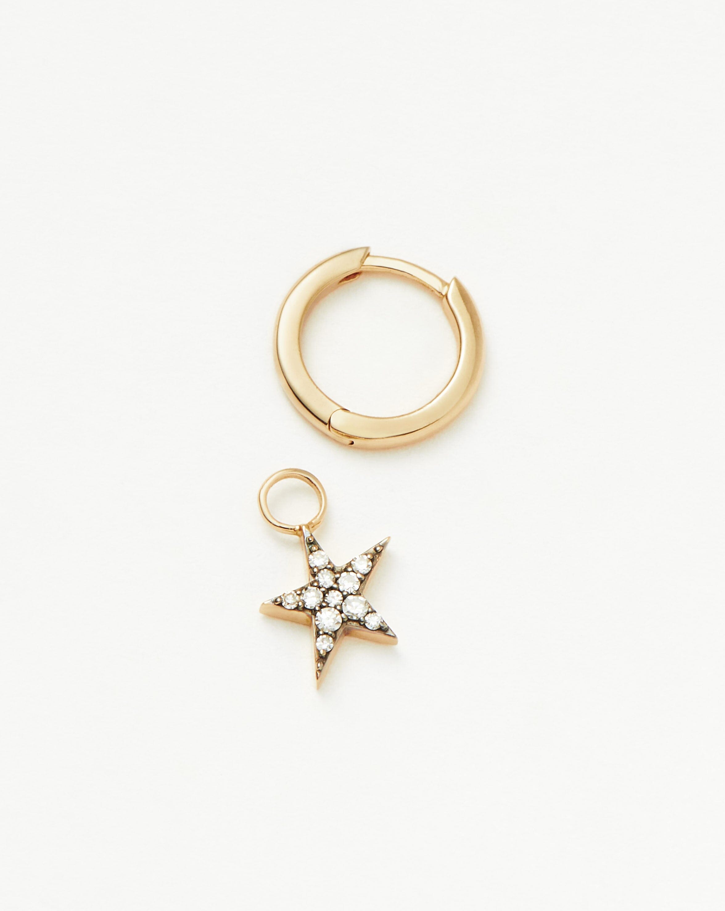 Fine Diamond Single Star Charm Hoop Earring | 14k Solid Gold/Diamond Earrings Missoma 