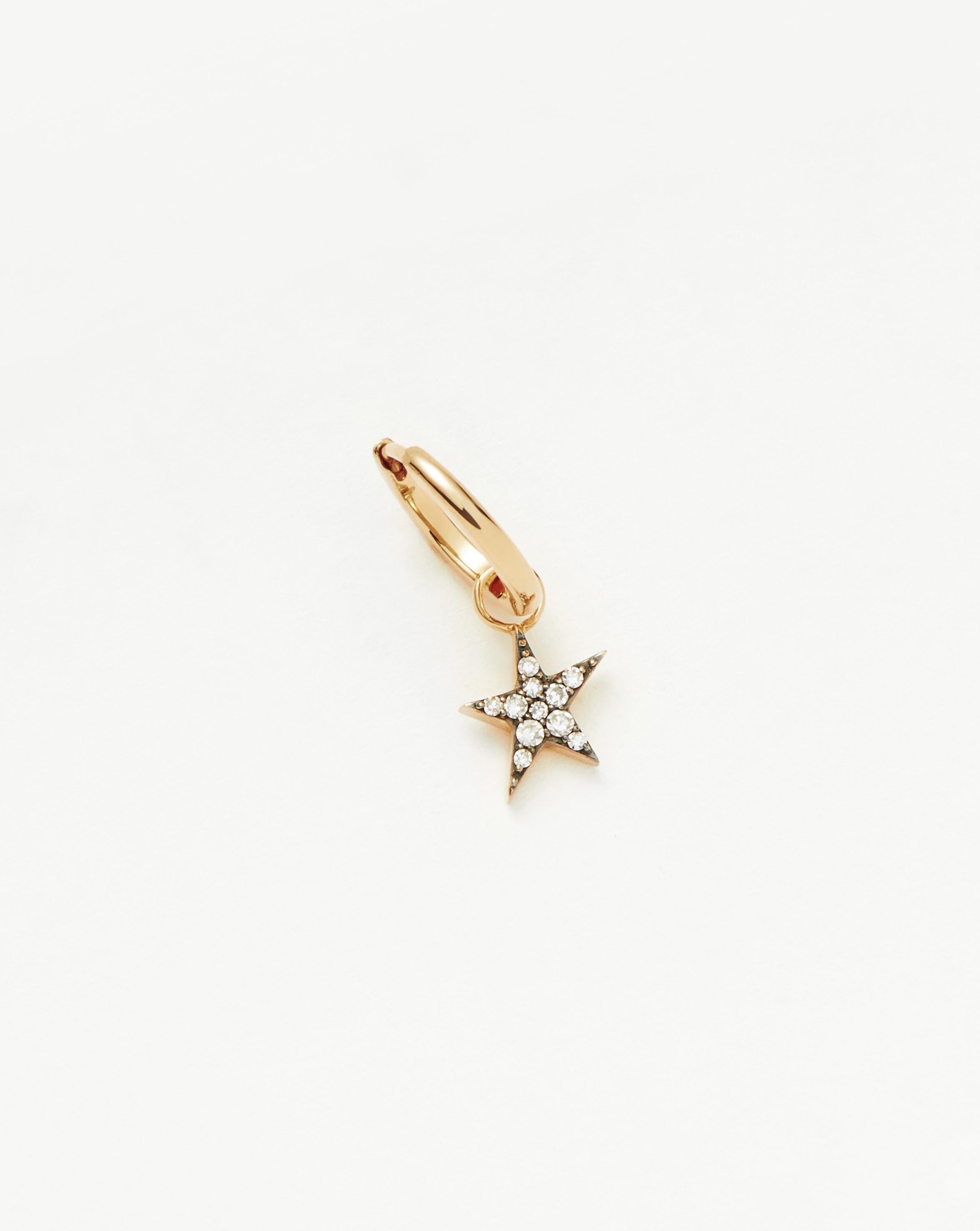 Fine Diamond Single Star Charm Hoop Earring | 14k Solid Gold/Diamond Earrings Missoma 