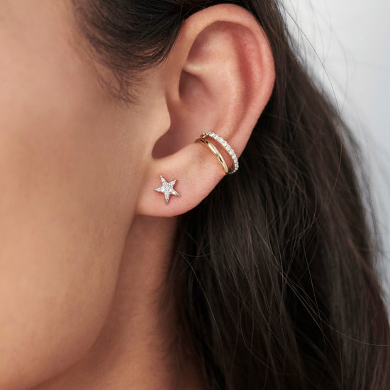 Fine Diamond Small Star Stud Earrings | 14ct Solid Gold/Diamond Earrings Missoma 