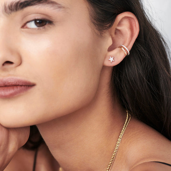 Fine Diamond Small Star Stud Earrings | 14ct Solid Gold/Diamond Earrings Missoma 