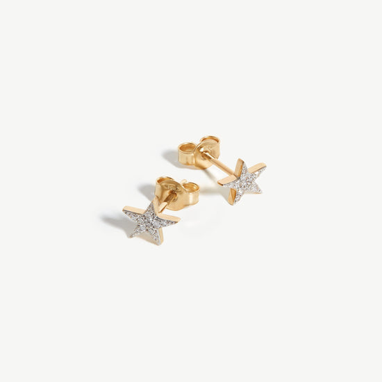 Fine Diamond Small Star Stud Earrings | 14ct Solid Gold/Diamond Earrings Missoma 