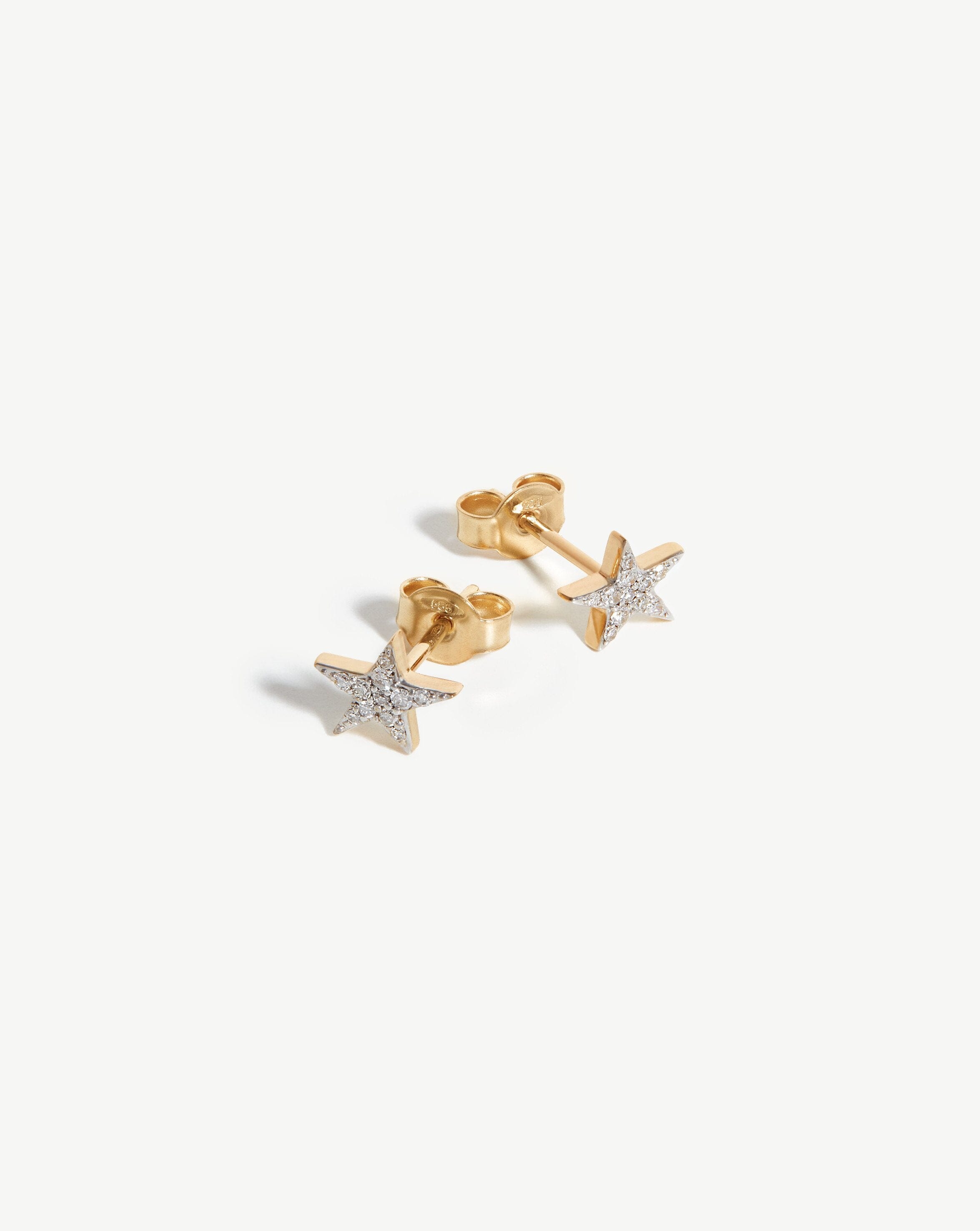 Fine Diamond Small Star Stud Earrings | 14ct Solid Gold/Diamond Earrings Missoma 