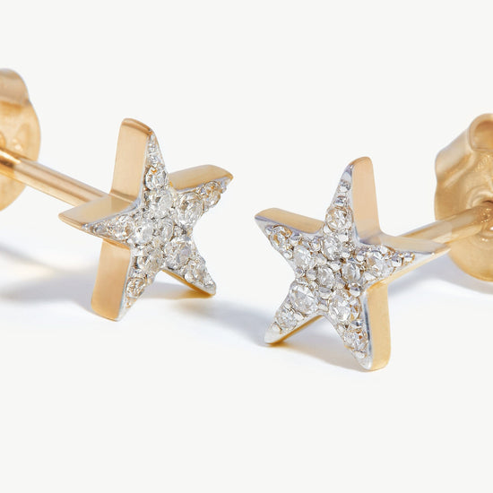 Fine Diamond Small Star Stud Earrings | 14ct Solid Gold/Diamond Earrings Missoma 