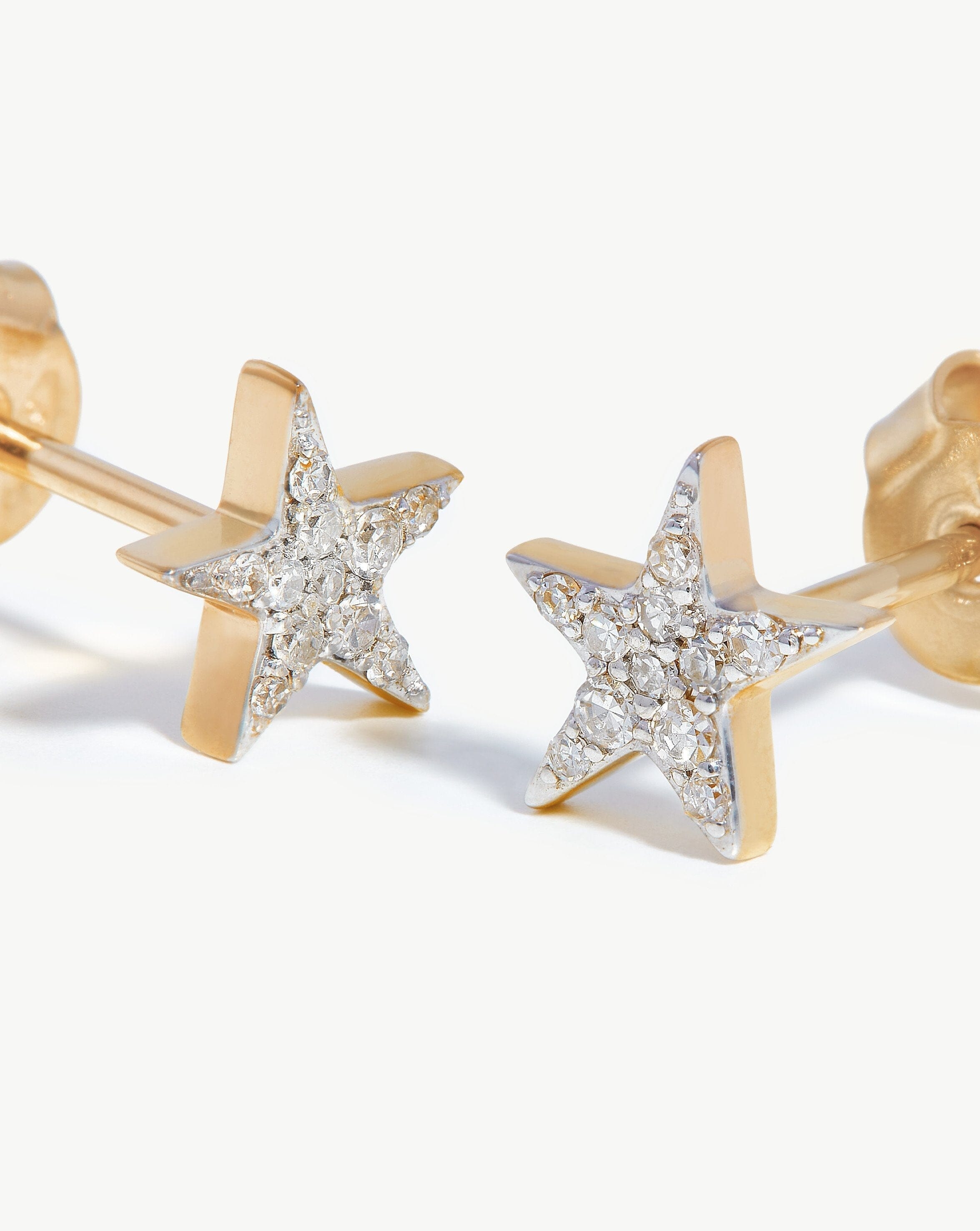 Fine Diamond Small Star Stud Earrings | 14ct Solid Gold/Diamond Earrings Missoma 
