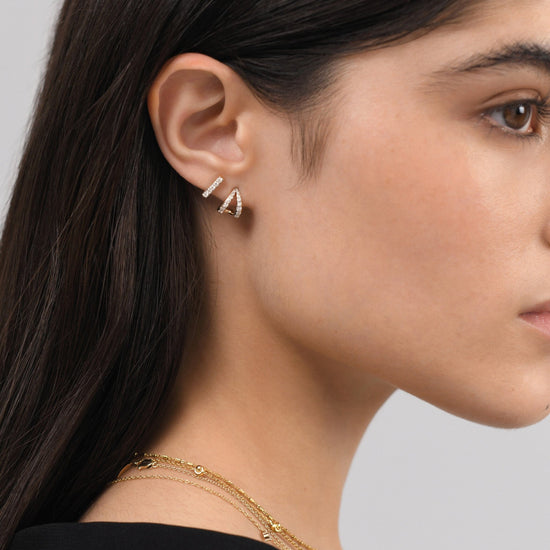 Fine Diamond Wishbone Huggies | 14ct Solid Gold/Diamond Earrings Missoma 