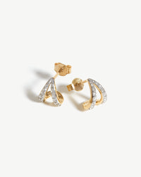 Fine Diamond Wishbone Huggies | 14ct Solid Gold/Diamond Earrings Missoma 