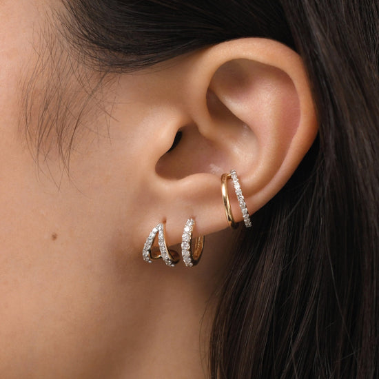 Fine Diamond Wishbone Huggies | 14ct Solid Gold/Diamond Earrings Missoma 