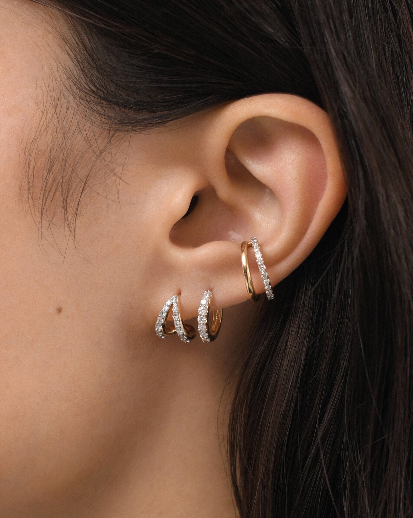 Fine Diamond Wishbone Huggies | 14ct Solid Gold/Diamond Earrings Missoma 