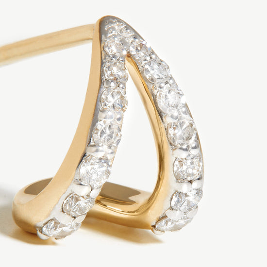 Fine Diamond Wishbone Huggies | 14ct Solid Gold/Diamond Earrings Missoma 