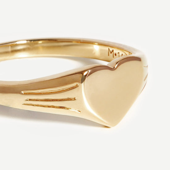 Fine Engravable Heart Signet Ring | 14ct Solid Gold Rings Missoma 