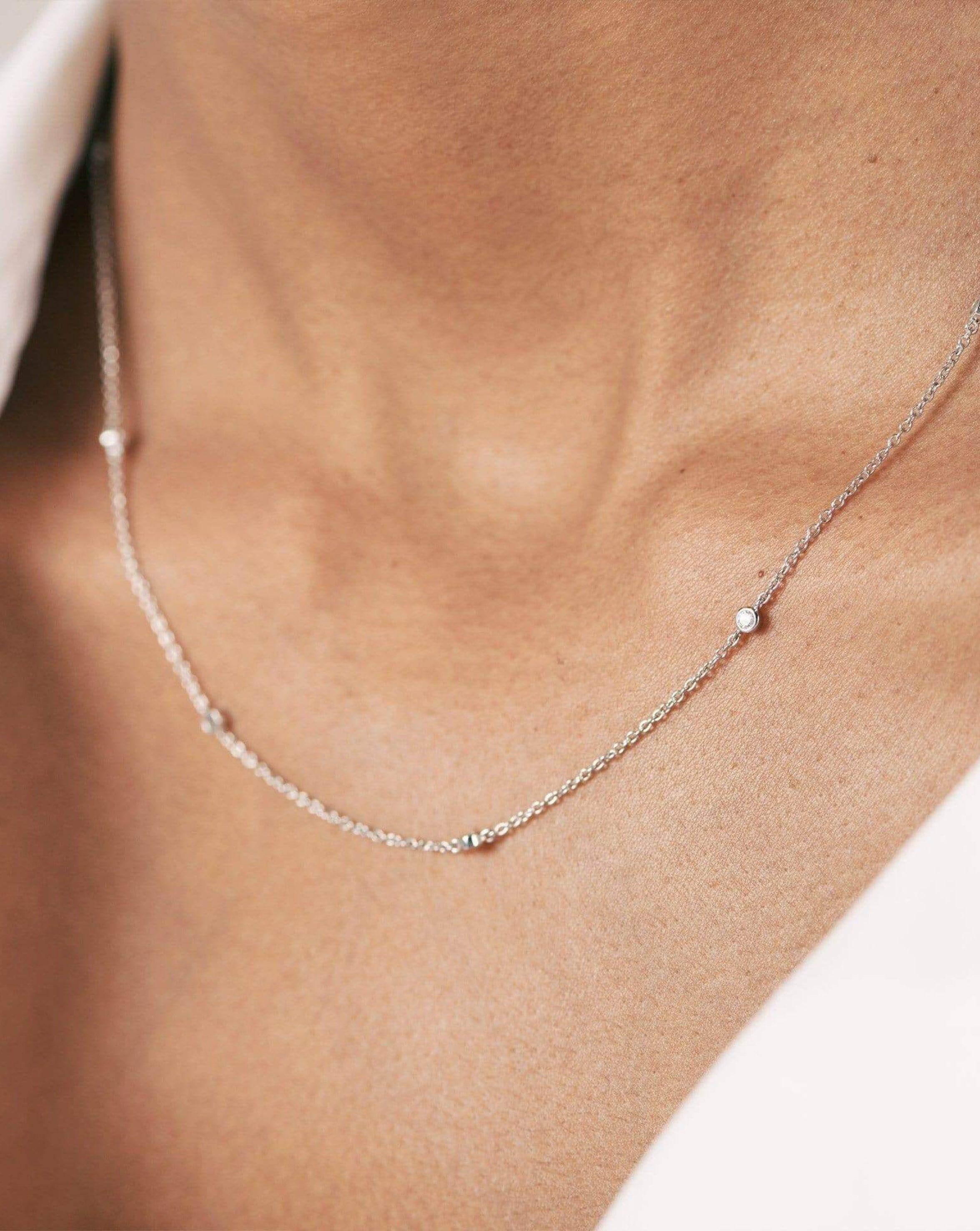 Fine Floating Diamond Necklace | 14k White Gold Necklaces Missoma 