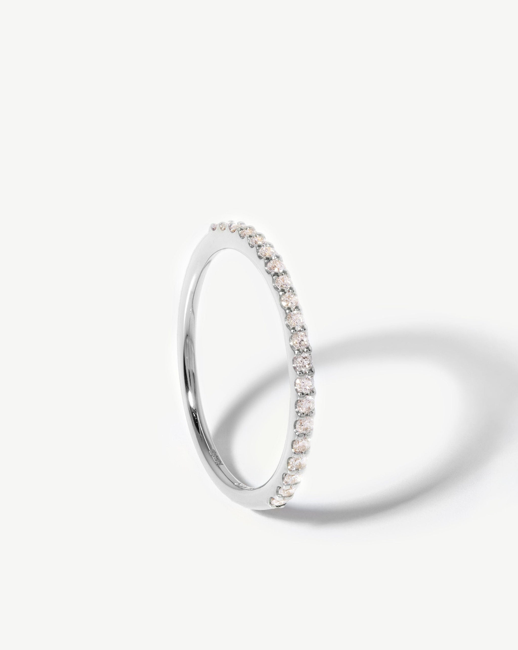 Fine Slim Half Eternity Ring | 14k White Gold/Diamond Rings Missoma 