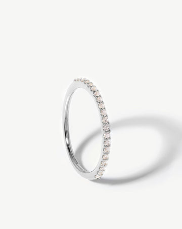 Fine Slim Half Eternity Ring | 14k White Gold/Diamond Rings Missoma 