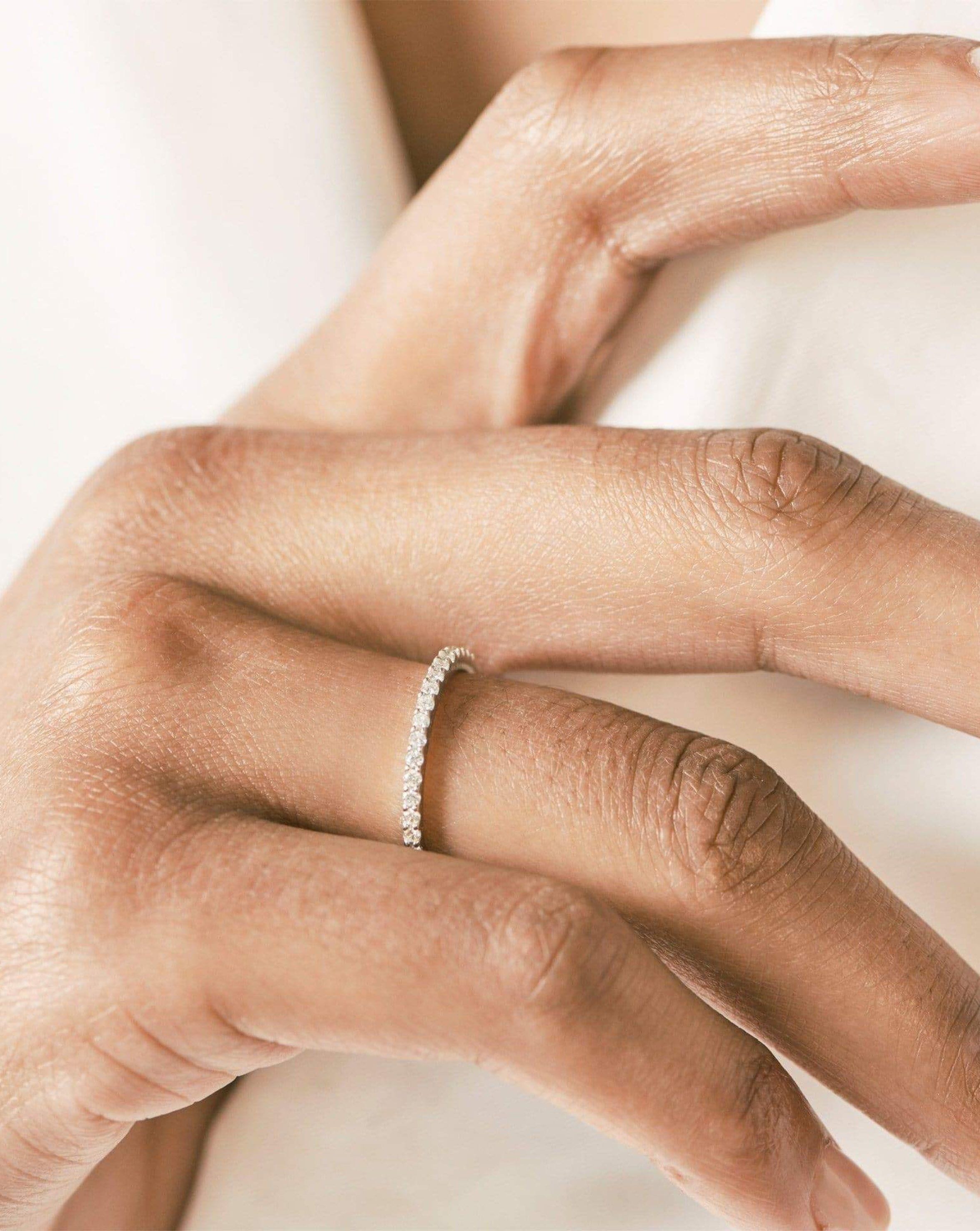 Fine Slim Half Eternity Ring | 14k White Gold/Diamond Rings Missoma 