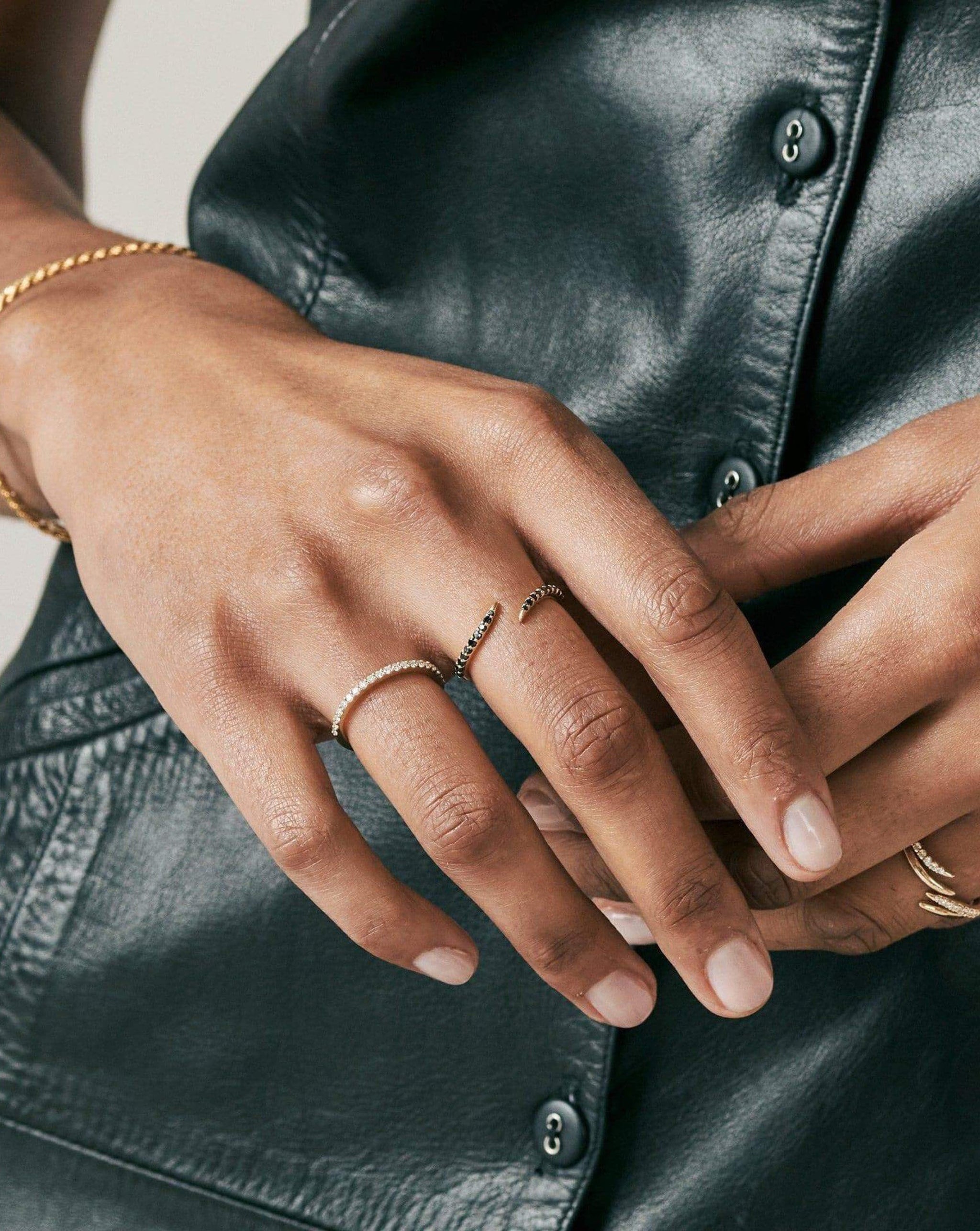 Fine Slim Half Eternity Ring | 14k White Gold/Diamond Rings Missoma 