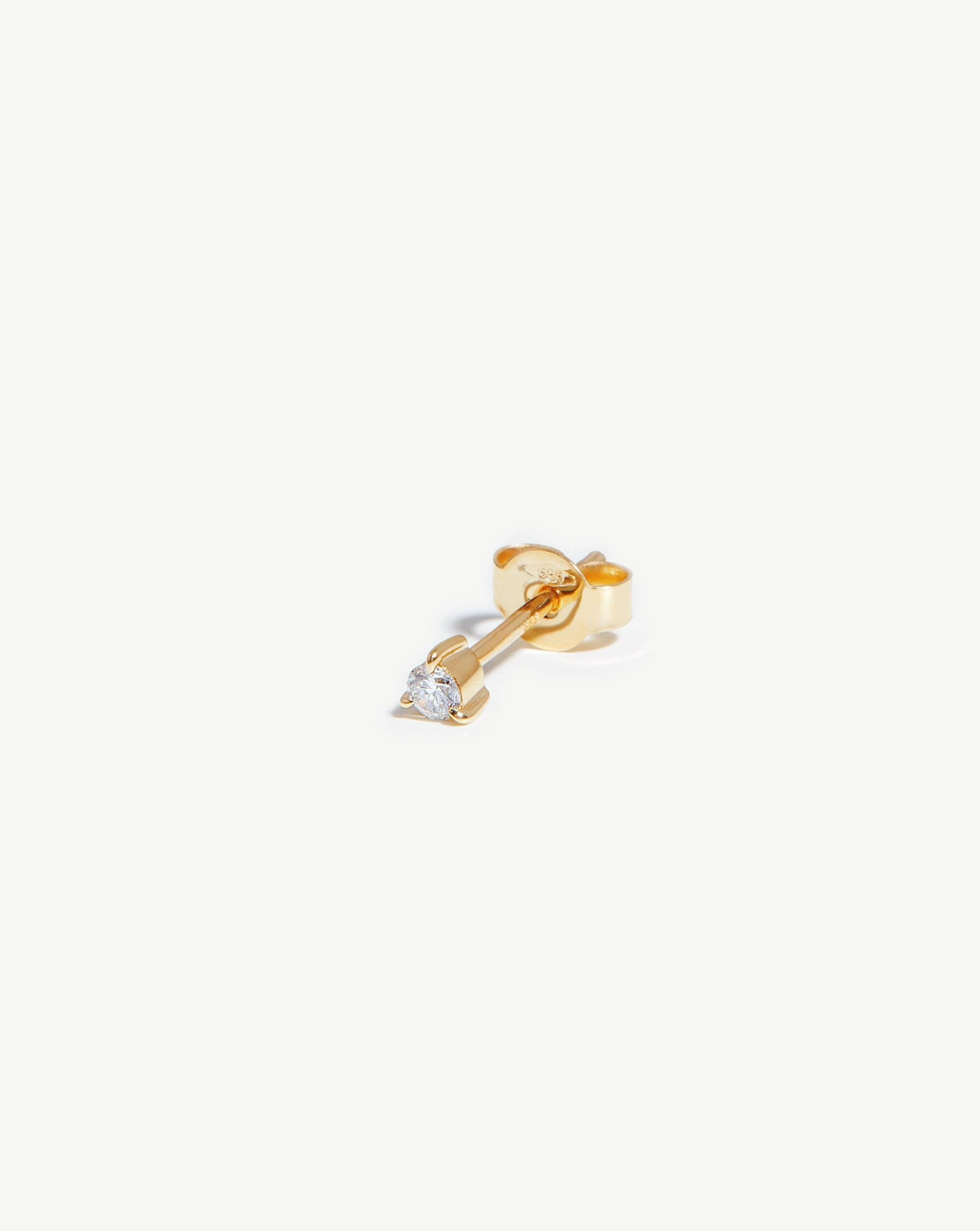 Fine Small Single Solitaire Diamond Stud Earring | 14k Solid Gold/Diamond Earrings Missoma 
