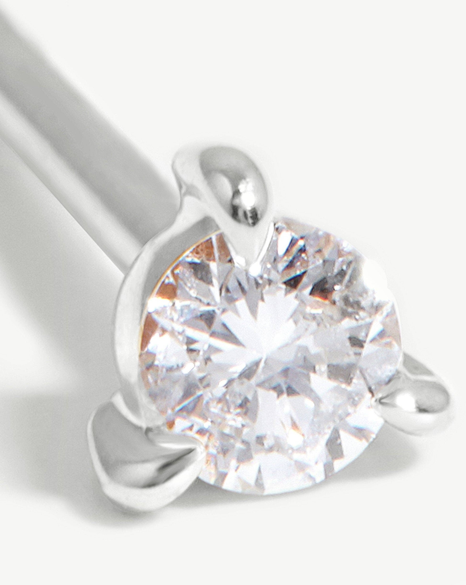 Fine Small Single Solitaire Diamond Stud Earring | 14k White Gold/Diamond Earrings Missoma 