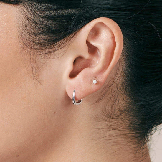 Fine Small Single Solitaire Diamond Stud Earring | 14k White Gold/Diamond Earrings Missoma 