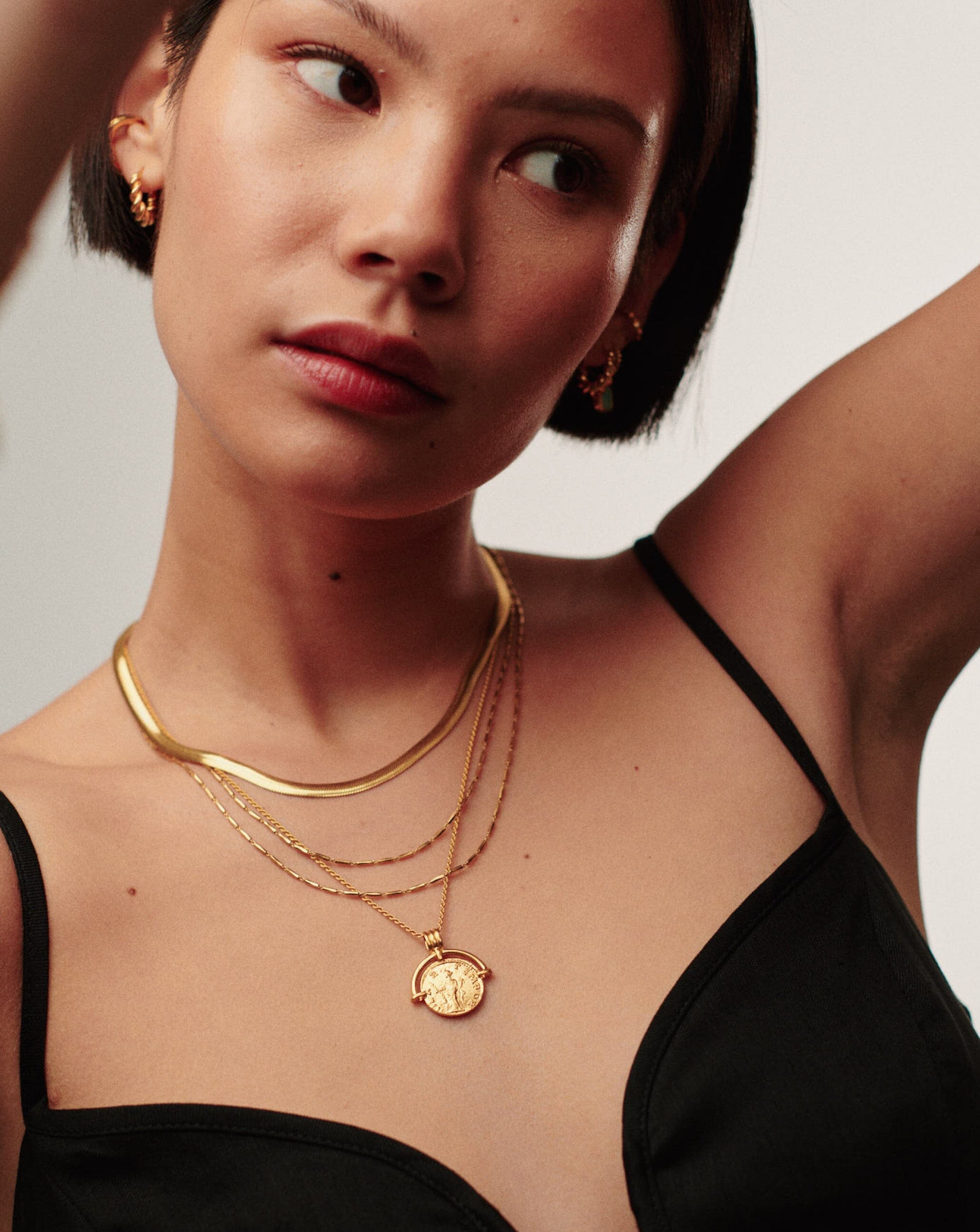 Lucy williams gold square shop snake chain necklace