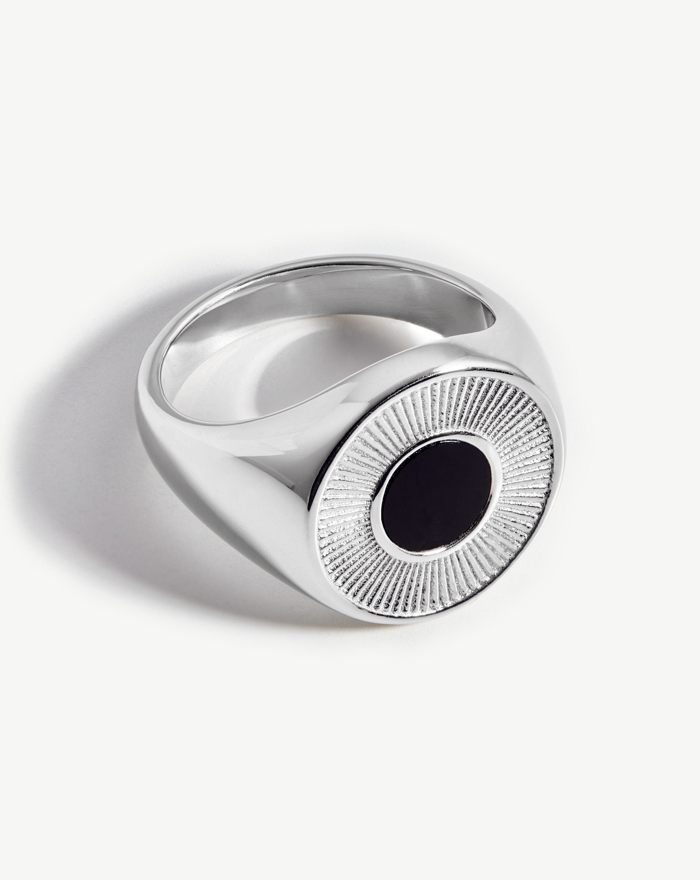Fused Round Signet Ring | Sterling Silver/Black Spinel Rings Missoma 
