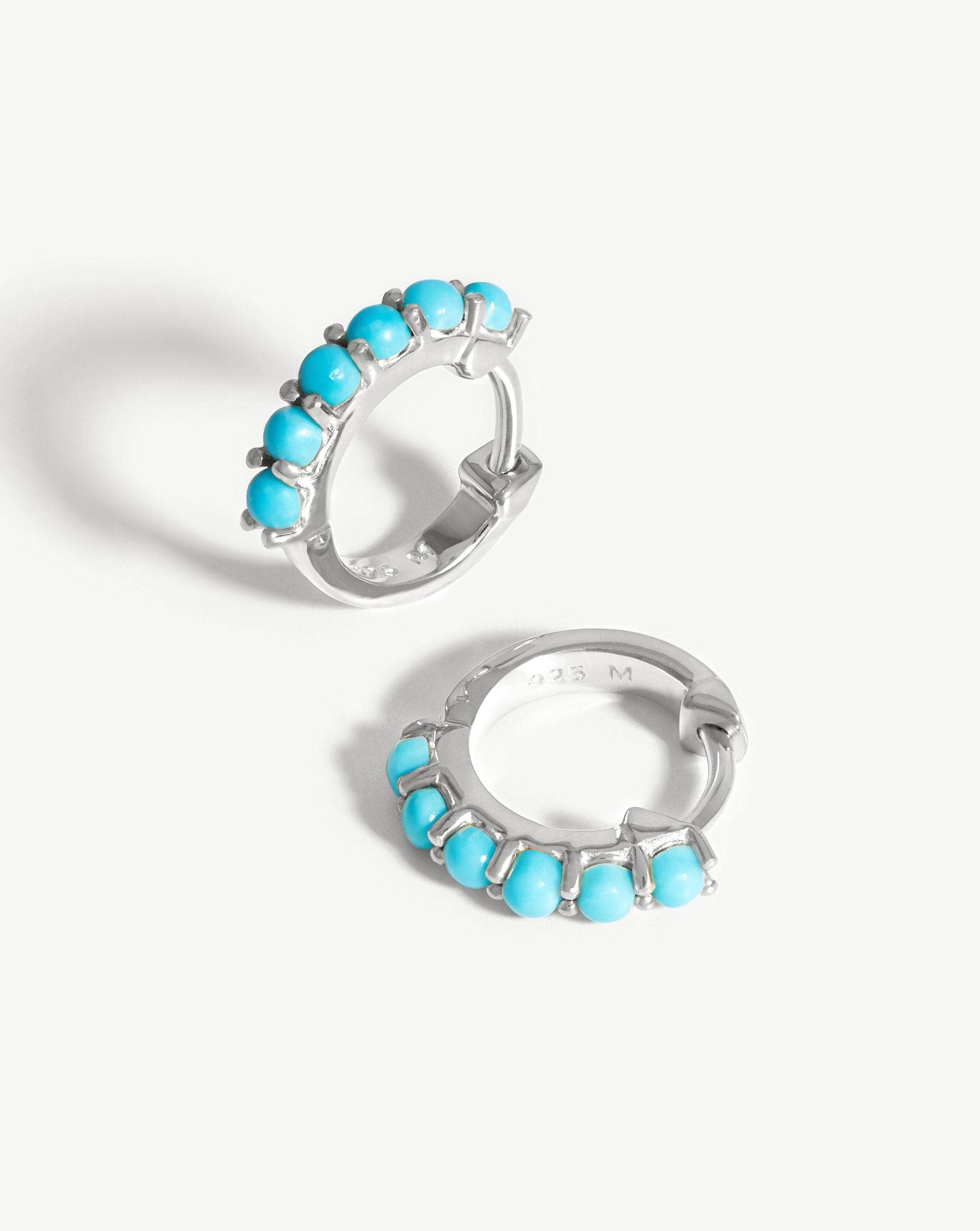 Gemstone Huggies | Sterling Silver/Turquoise Earrings Missoma 