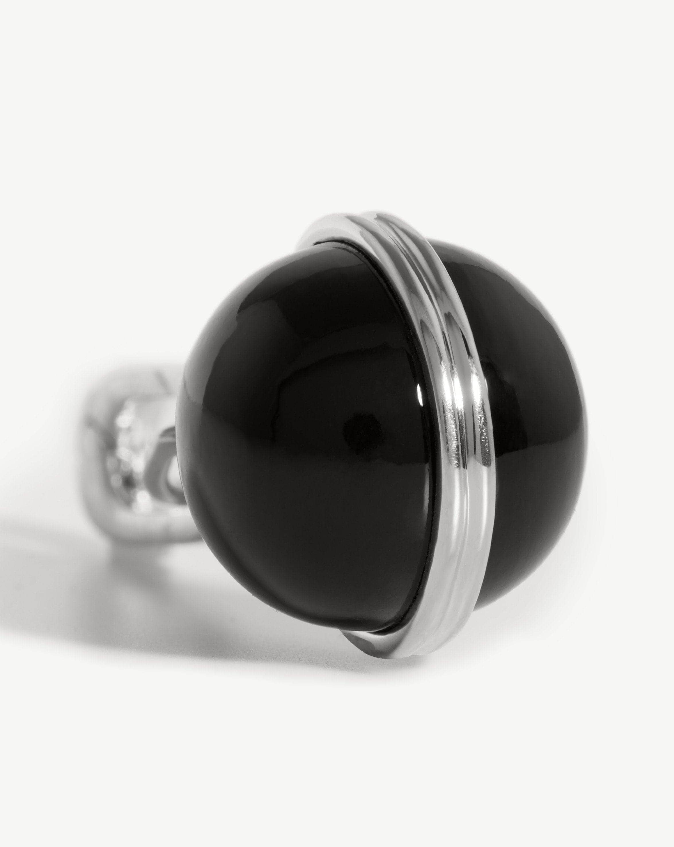 Gemstone Sphere Clip-On Pendant | Silver Plated, Black Onyx Charms & Pendants Missoma 
