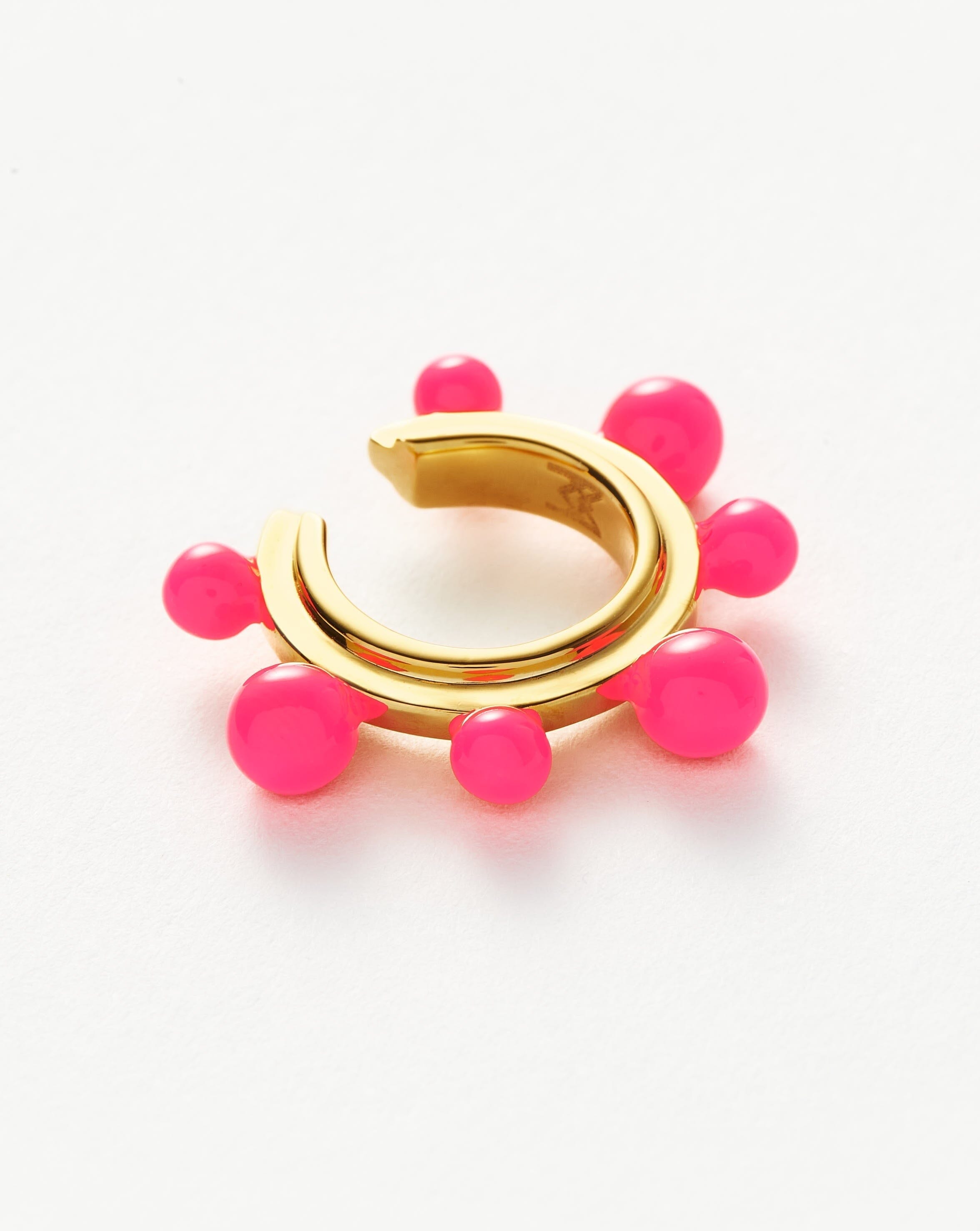 Good Vibes Neon Enamel Sphere Ear Cuff | 18ct Gold Plated/Hot Pink Earrings Missoma 