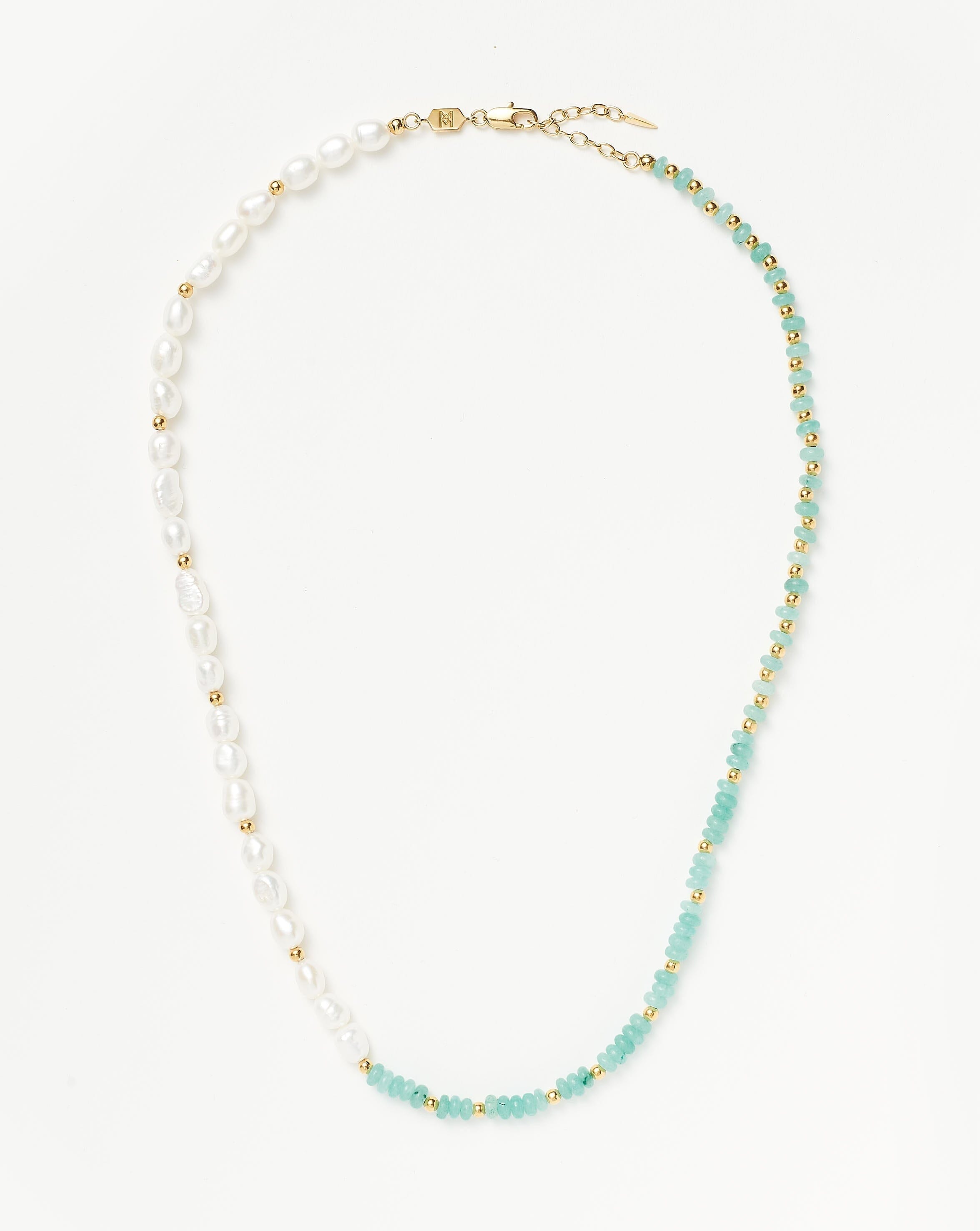 Good Vibes Pearl Beaded Medium Necklace Necklaces Missoma 18ct Gold Plated/Pearl & Turquoise Quartzite 