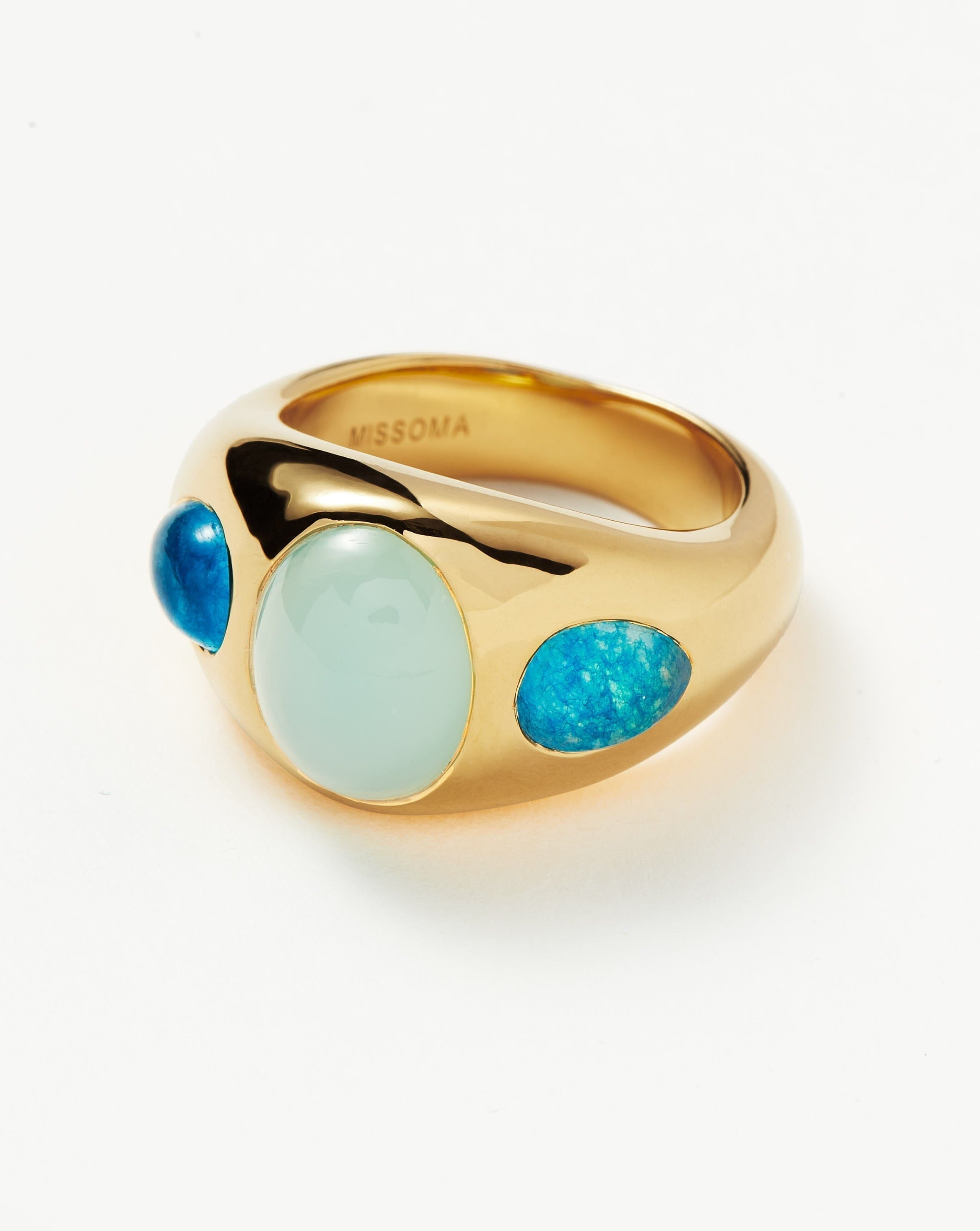 Acqua, Coloured gem, diamonds and inlay ring