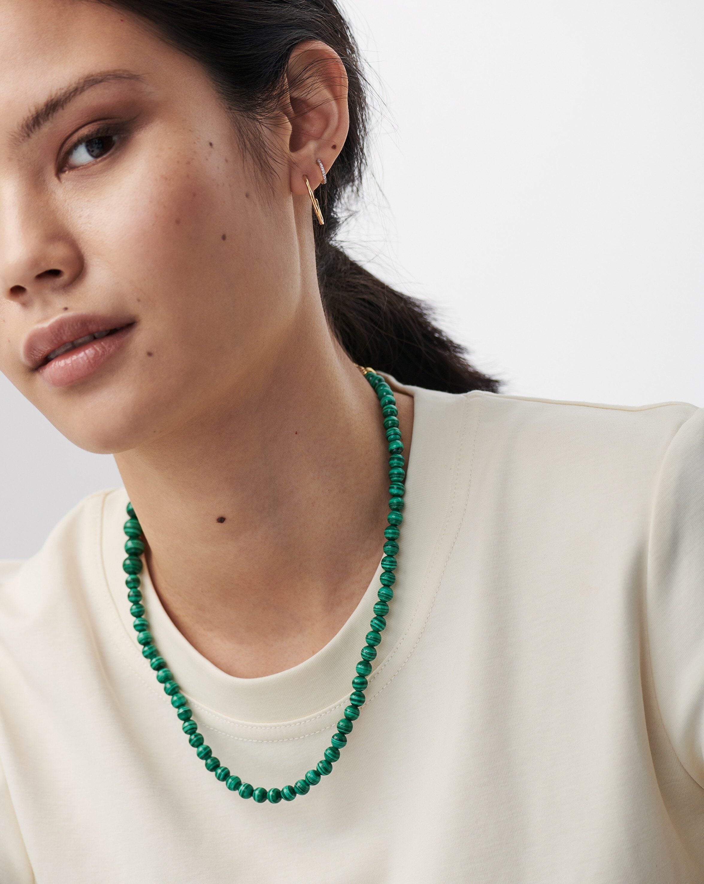 Graduated Sphere T-Bar Necklace | 18ct Gold Plated/Malachite Necklaces Missoma 