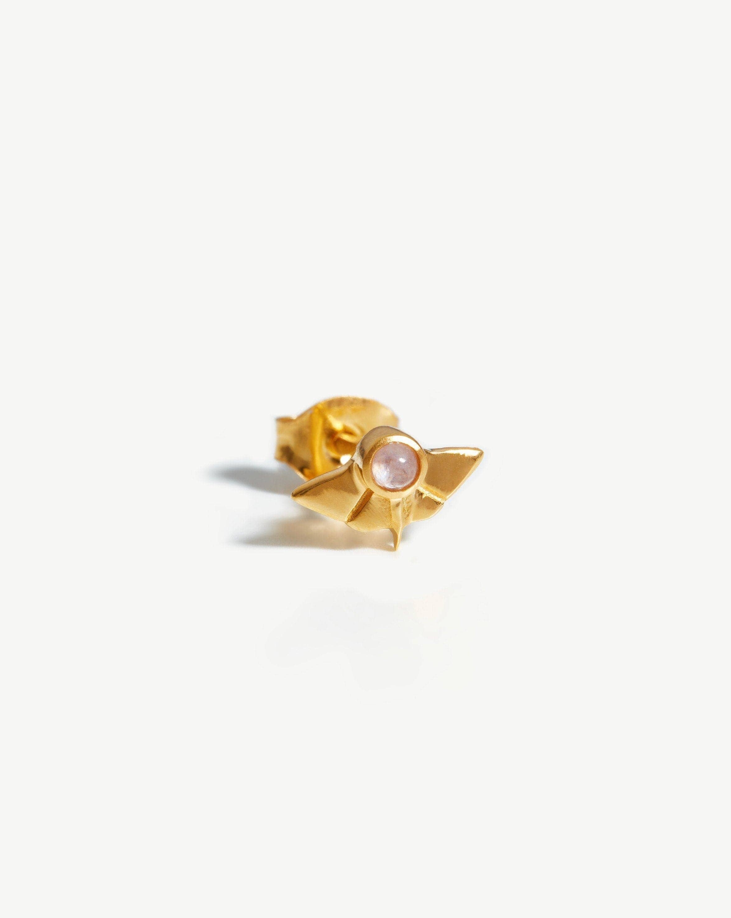 Harris Reed Butterfly Single Stud Earring | 18ct Gold Plated Vermeil/Rainbow Moonstone Earrings Missoma 