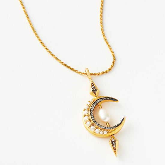 Harris Reed Crescent Moon Pearl Necklace | 18ct Gold Plated Vermeil/Pearl Necklaces Missoma 