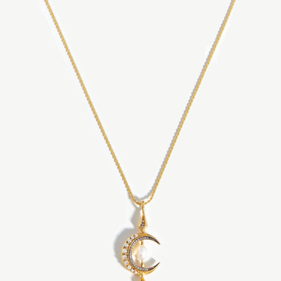Harris Reed Crescent Moon Pearl Necklace | 18ct Gold Plated Vermeil/Pearl Necklaces Missoma 