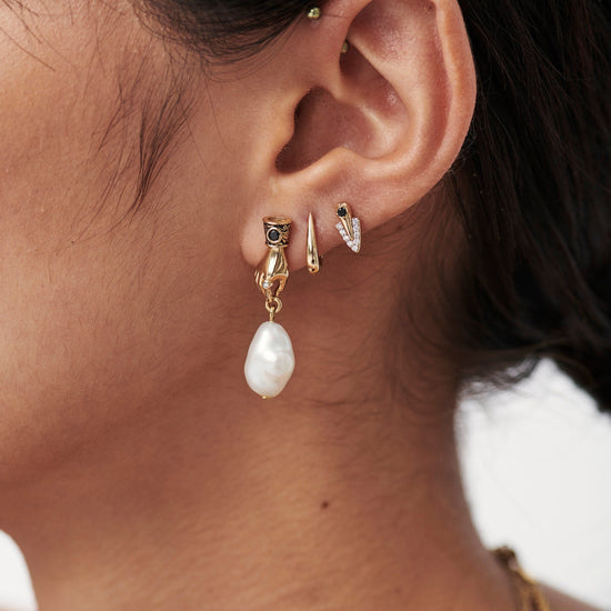 Harris Reed Fine Handpicked Drop Earrings | 14ct Solid Gold/Pearl & Blue Sapphire Earrings Missoma 