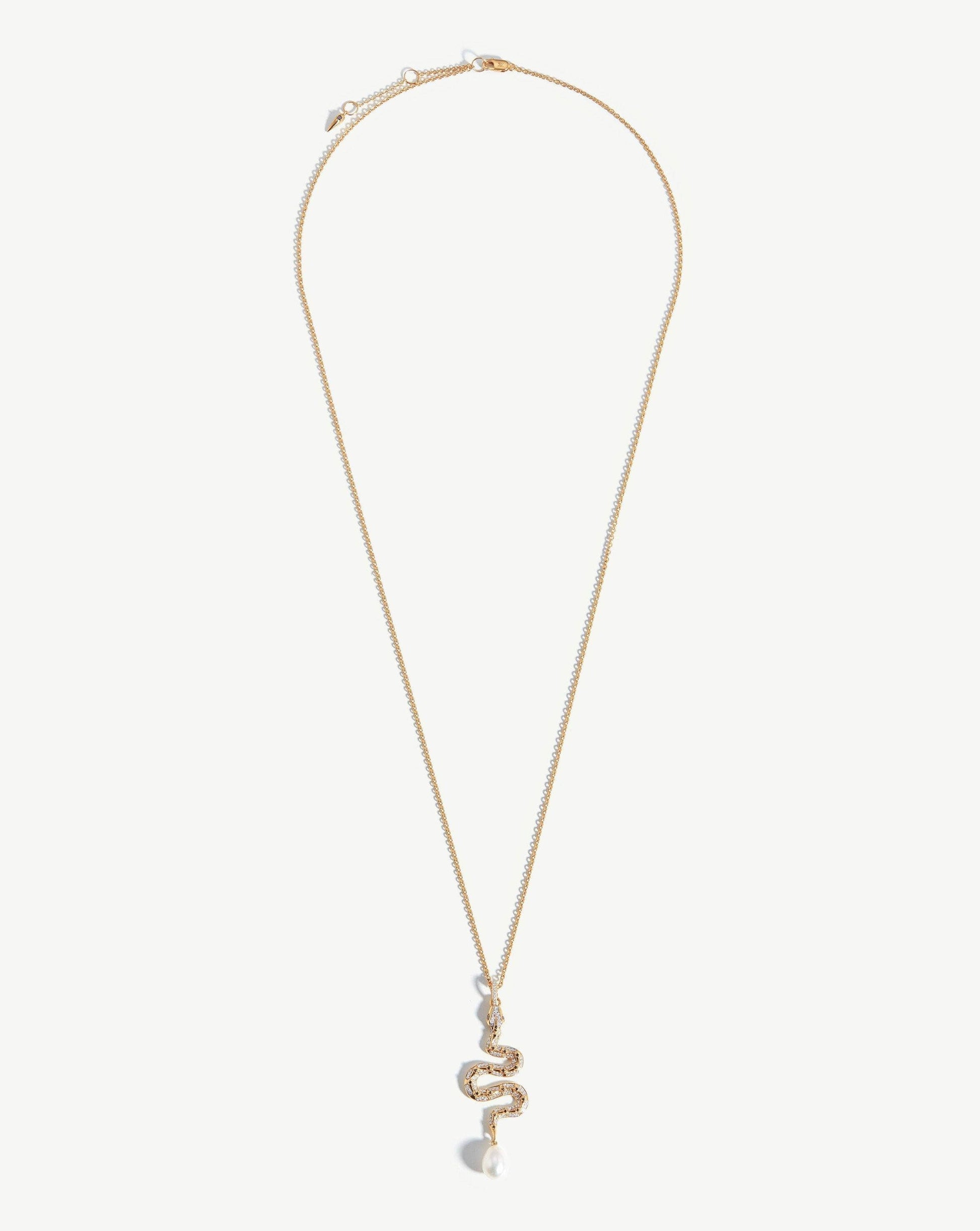 Harris Reed Fine Serpent Necklace | 14ct Solid Gold/Pearl & Diamond Necklaces Missoma 