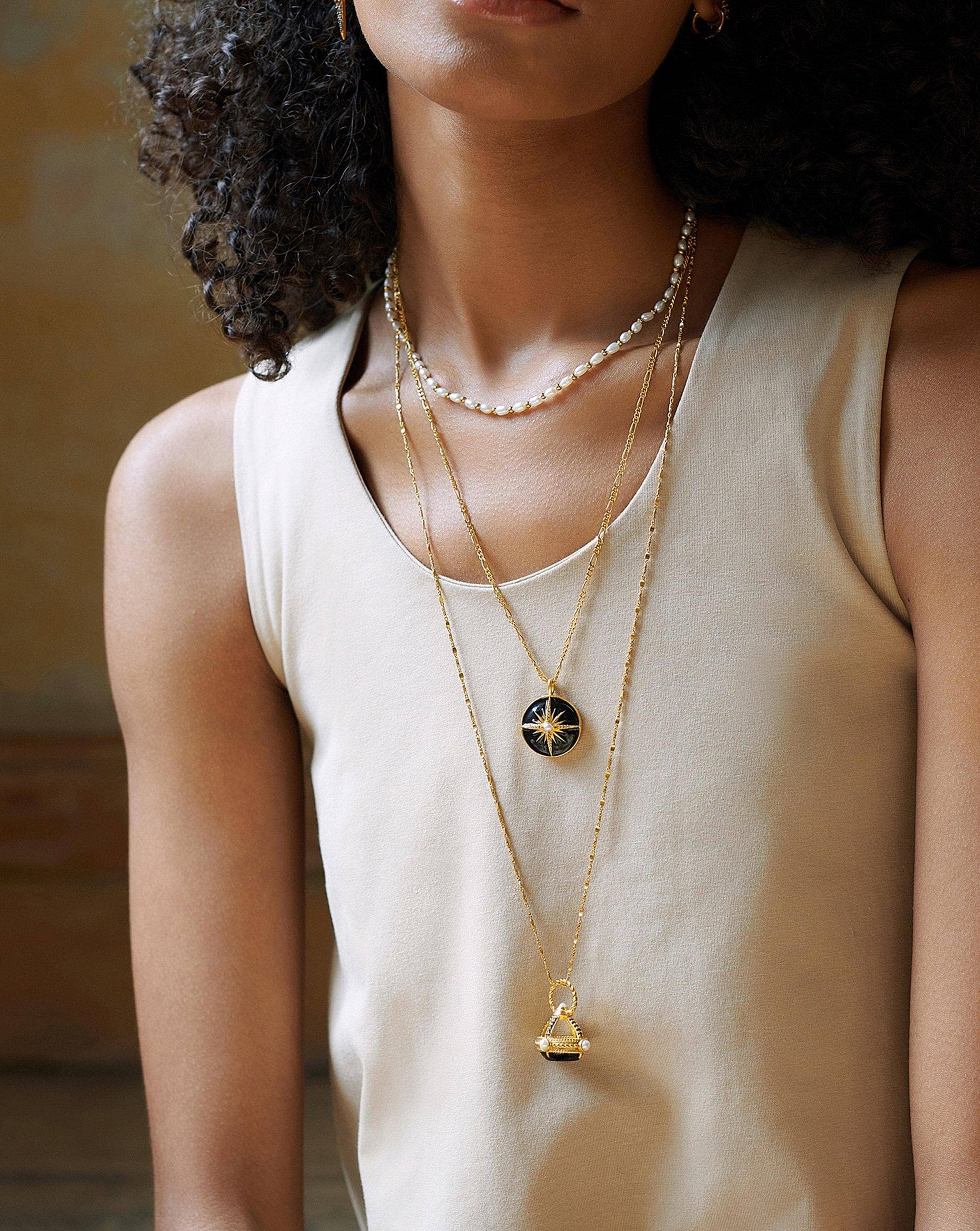 Harris Reed Golden Seal Necklace | 18ct Gold Plated/Pearl & Black Onyx Necklaces Missoma 