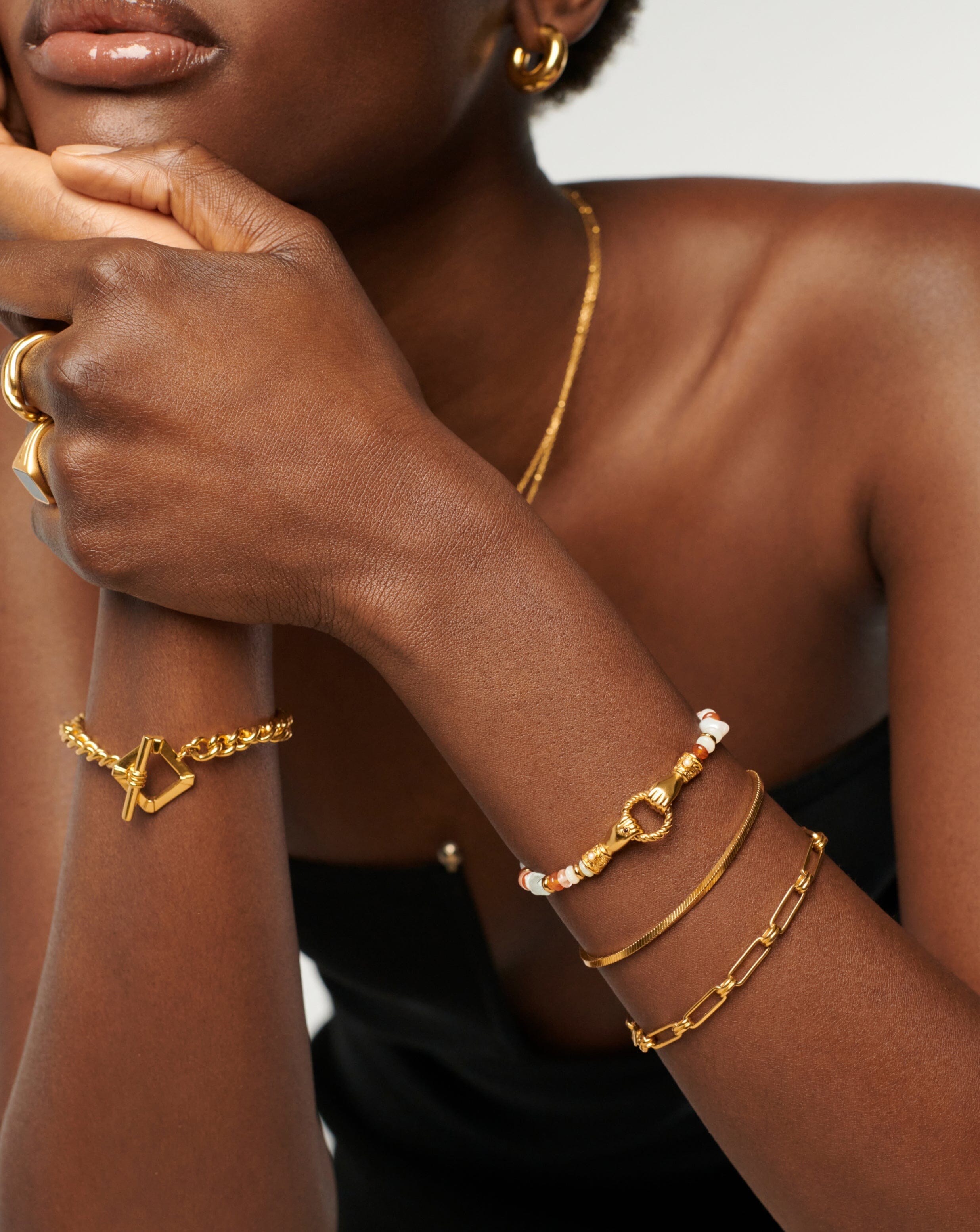 Harris Reed In Good Hands Beaded Gemstone Bracelet | 18ct Gold Plated/Multi Gemstone & Pearl Bracelets Missoma 